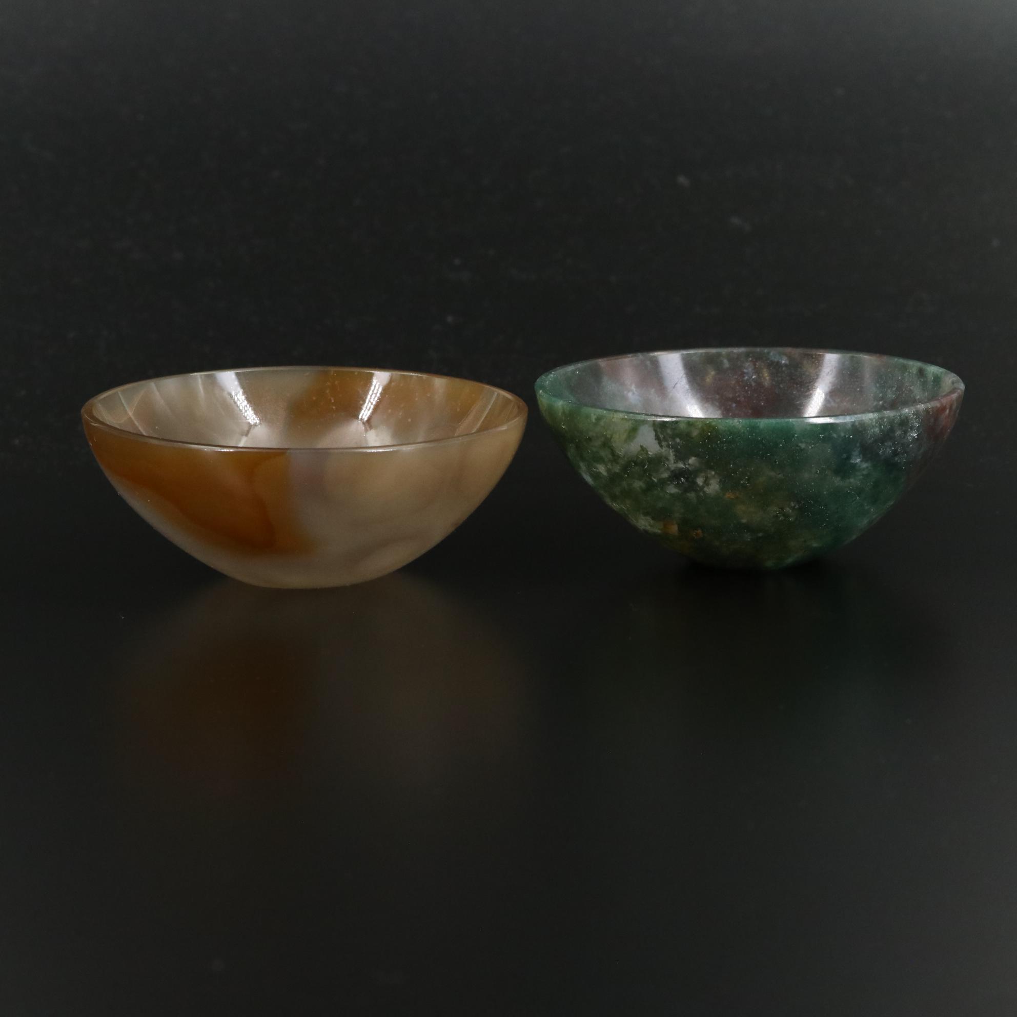 Carved Quartz and Agate Bowls