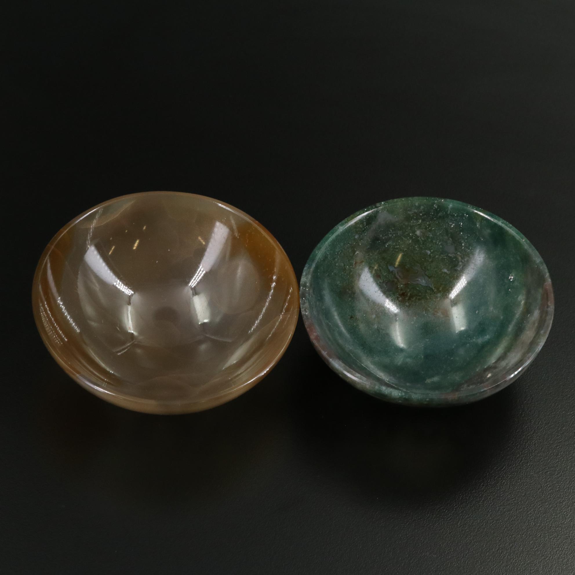 Carved Quartz and Agate Bowls