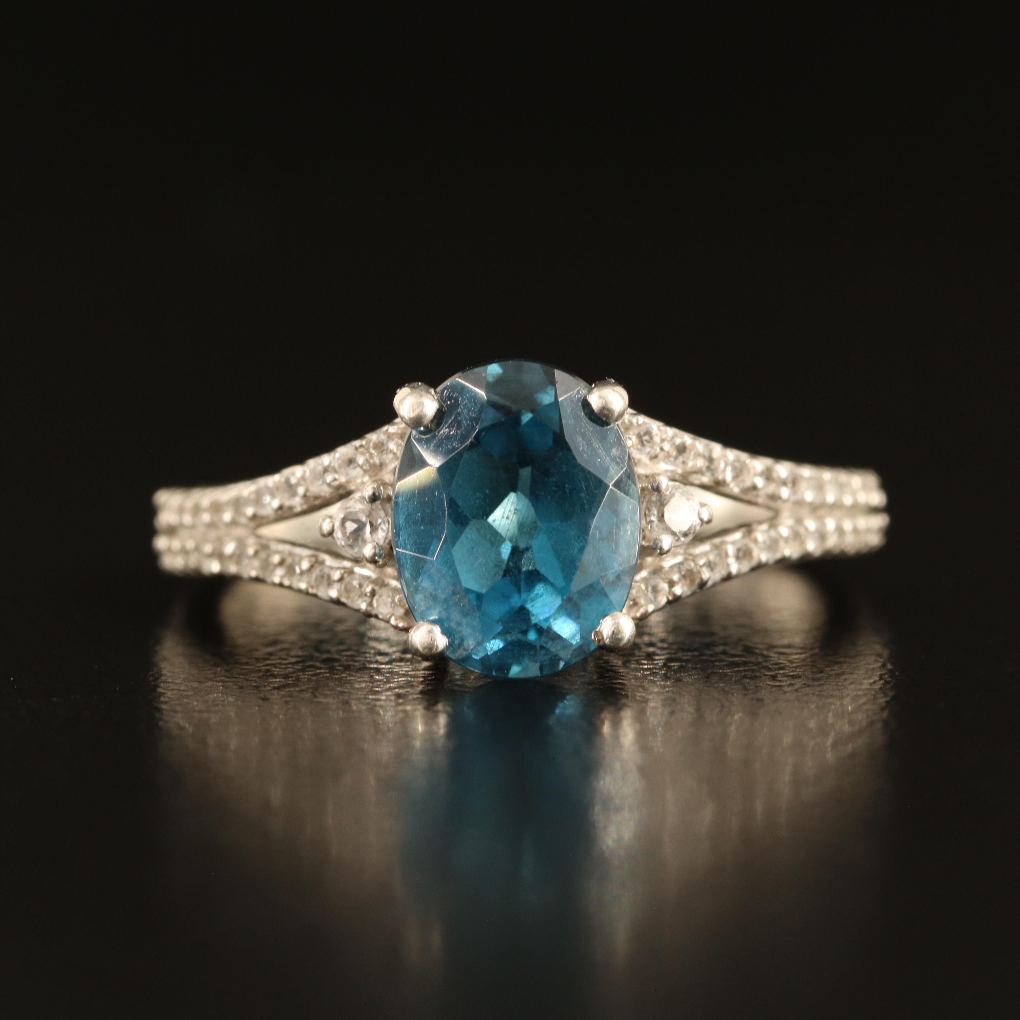 Sterling London Blue and White Topaz Ring