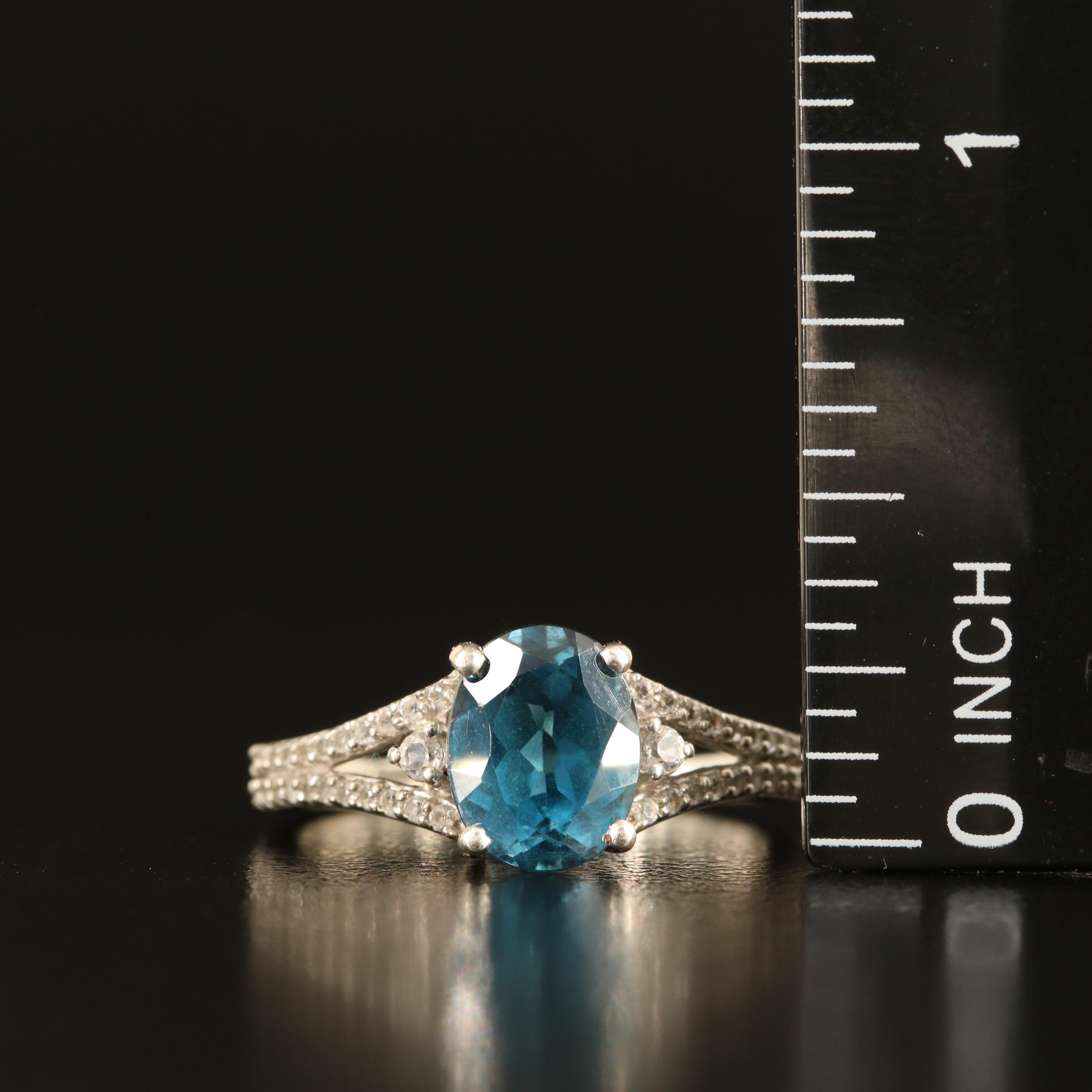 Sterling London Blue and White Topaz Ring