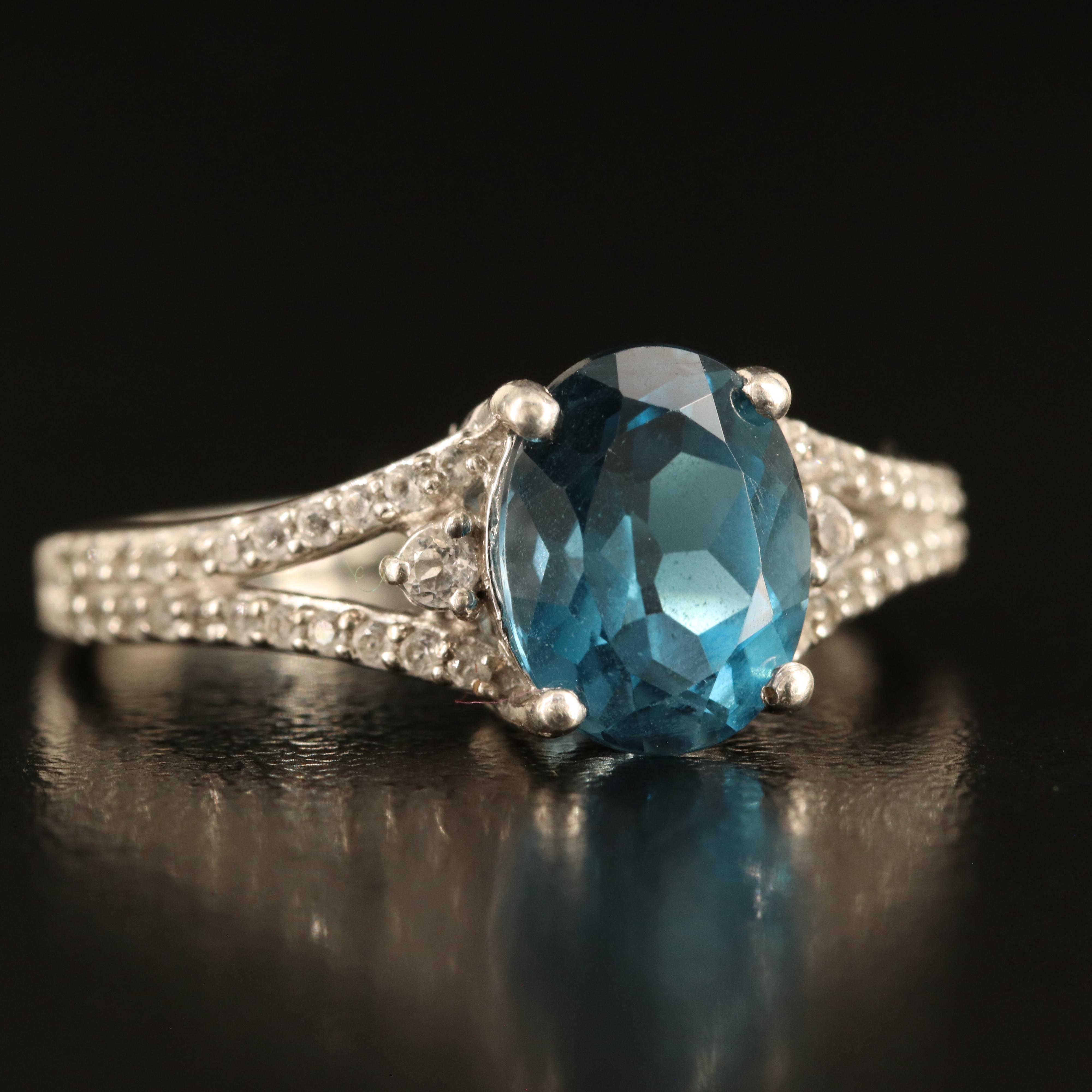 Sterling London Blue and White Topaz Ring