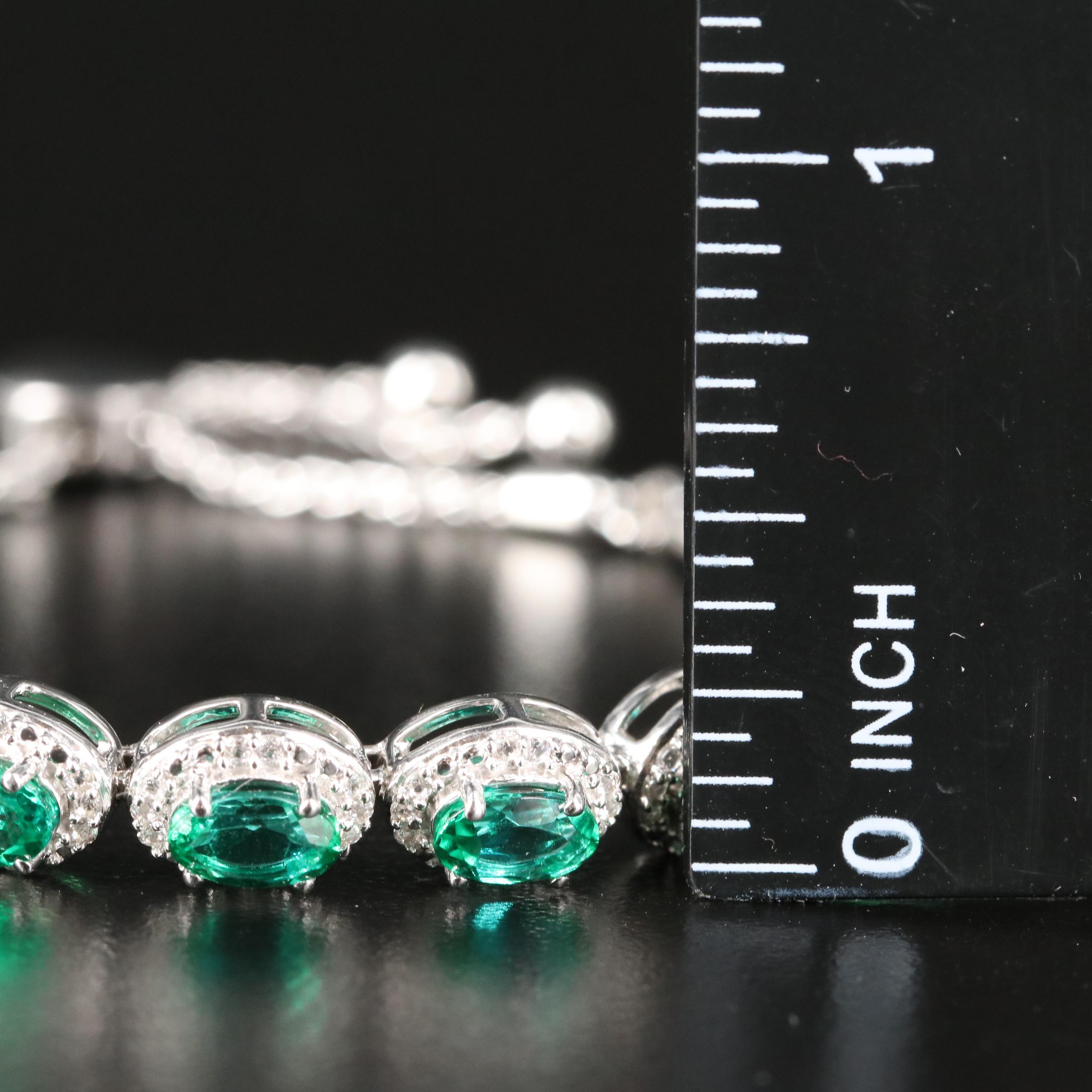 Sterling Emerald and Topaz Bolo Bracelet