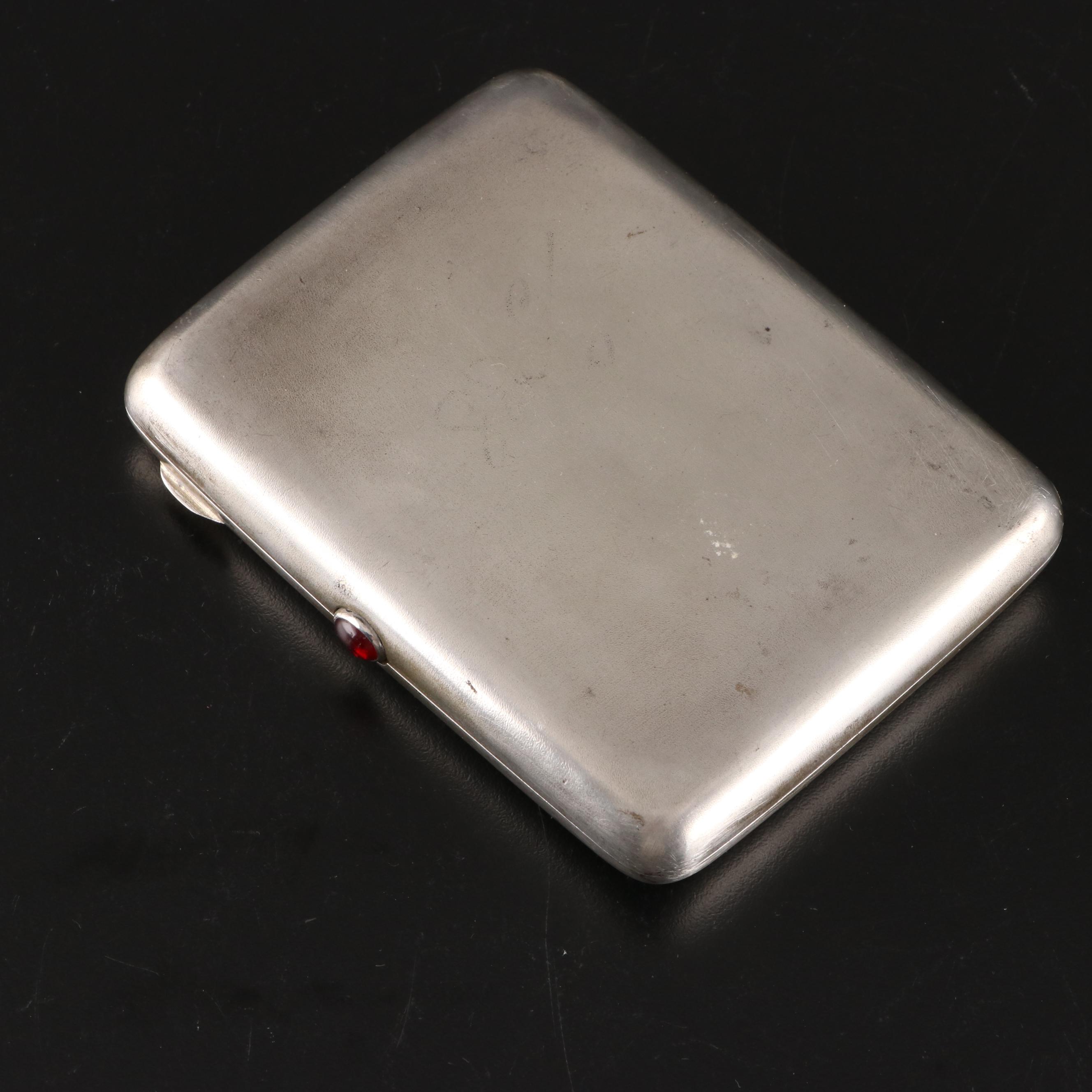 German Chased 875 Silver Cigarette Case, Early 20th Century