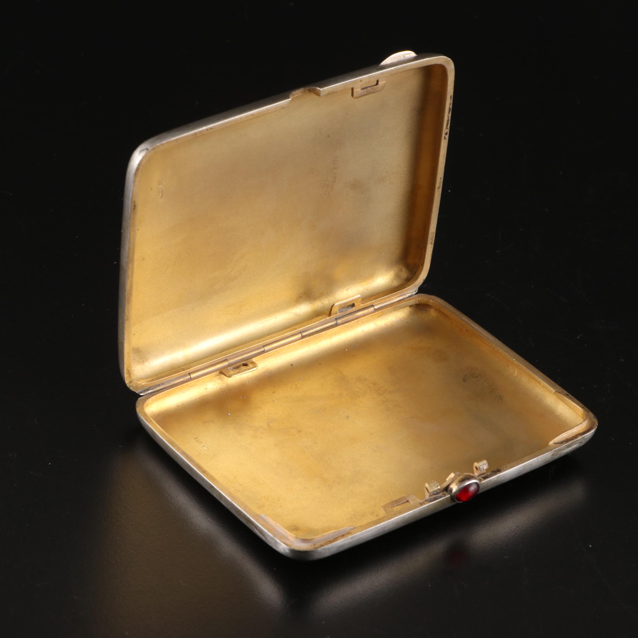 German Chased 875 Silver Cigarette Case, Early 20th Century