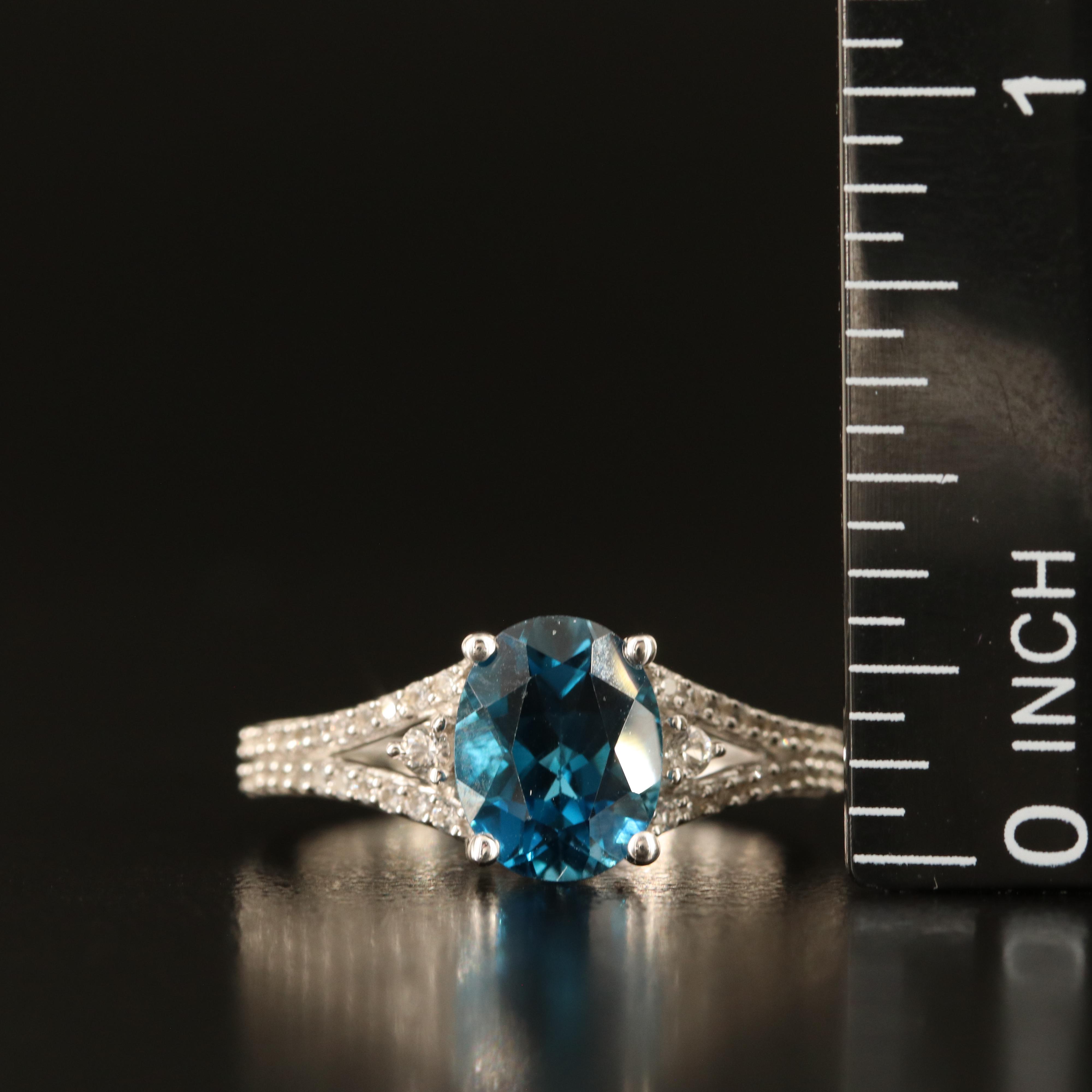 Sterling London Blue Topaz and White Sapphire Ring