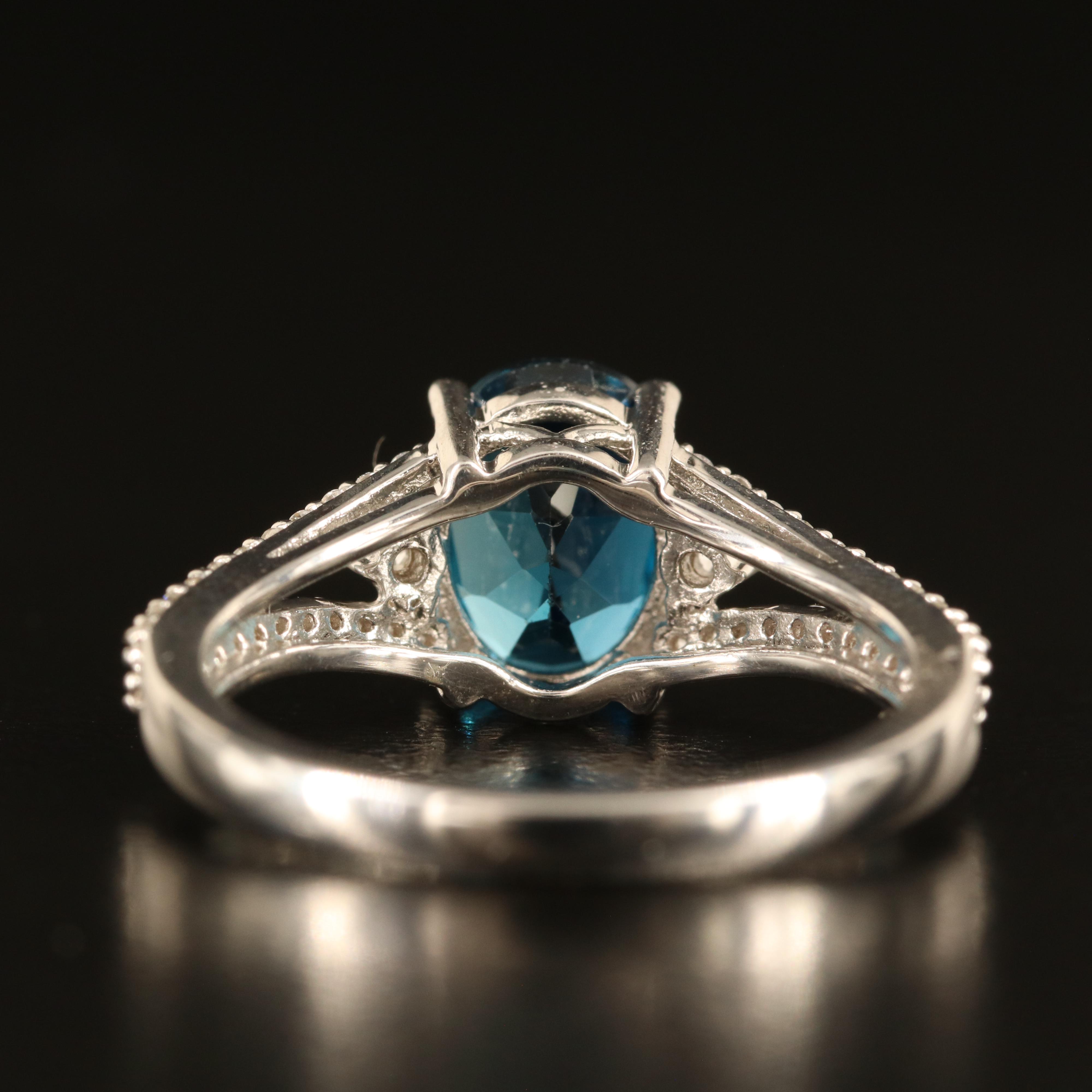Sterling London Blue Topaz and White Sapphire Ring