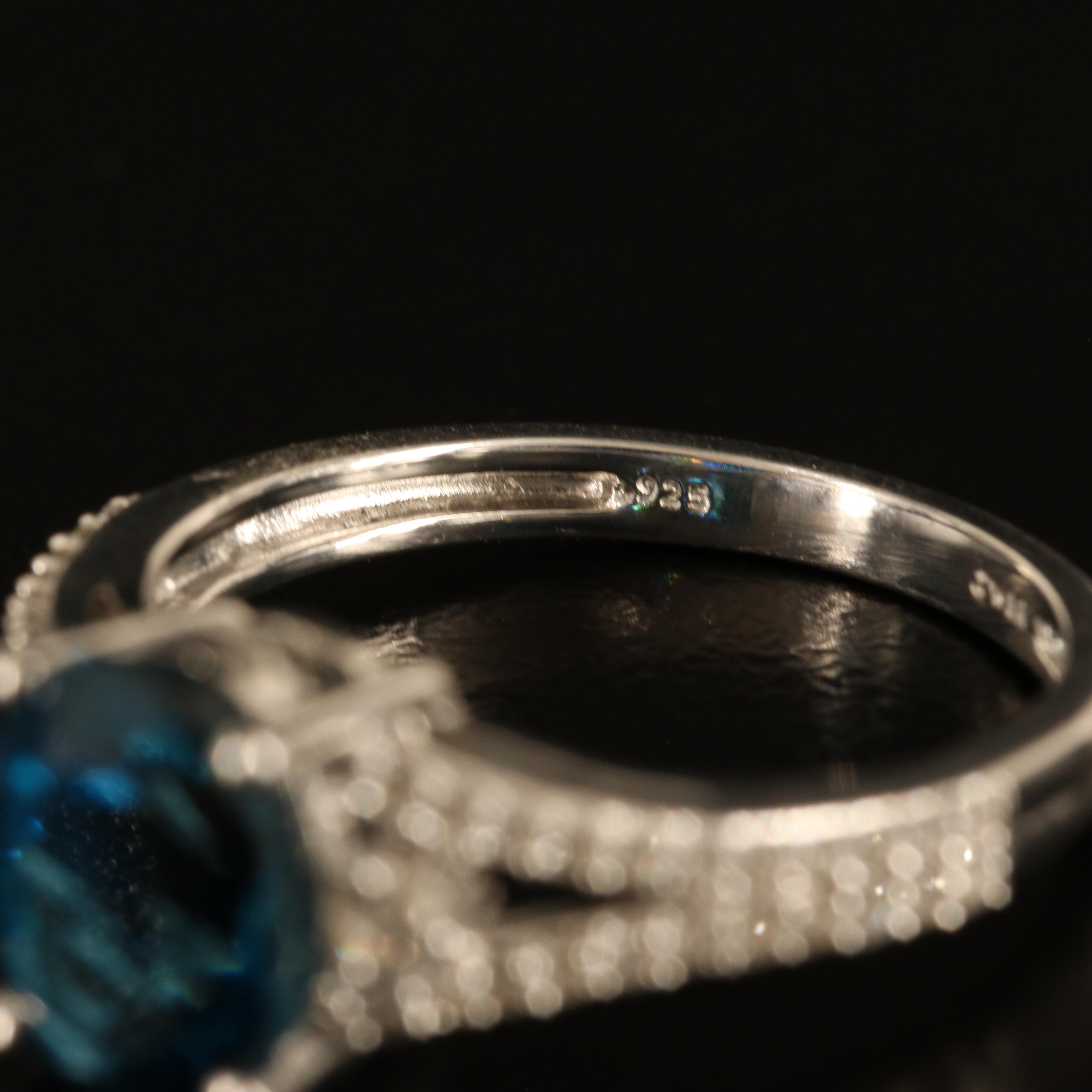 Sterling London Blue Topaz and White Sapphire Ring