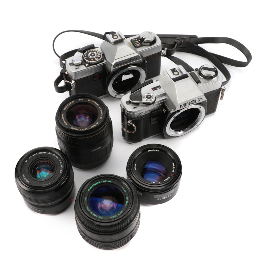 Minolta X-370 and XG7 SLR Cameras with Lenses