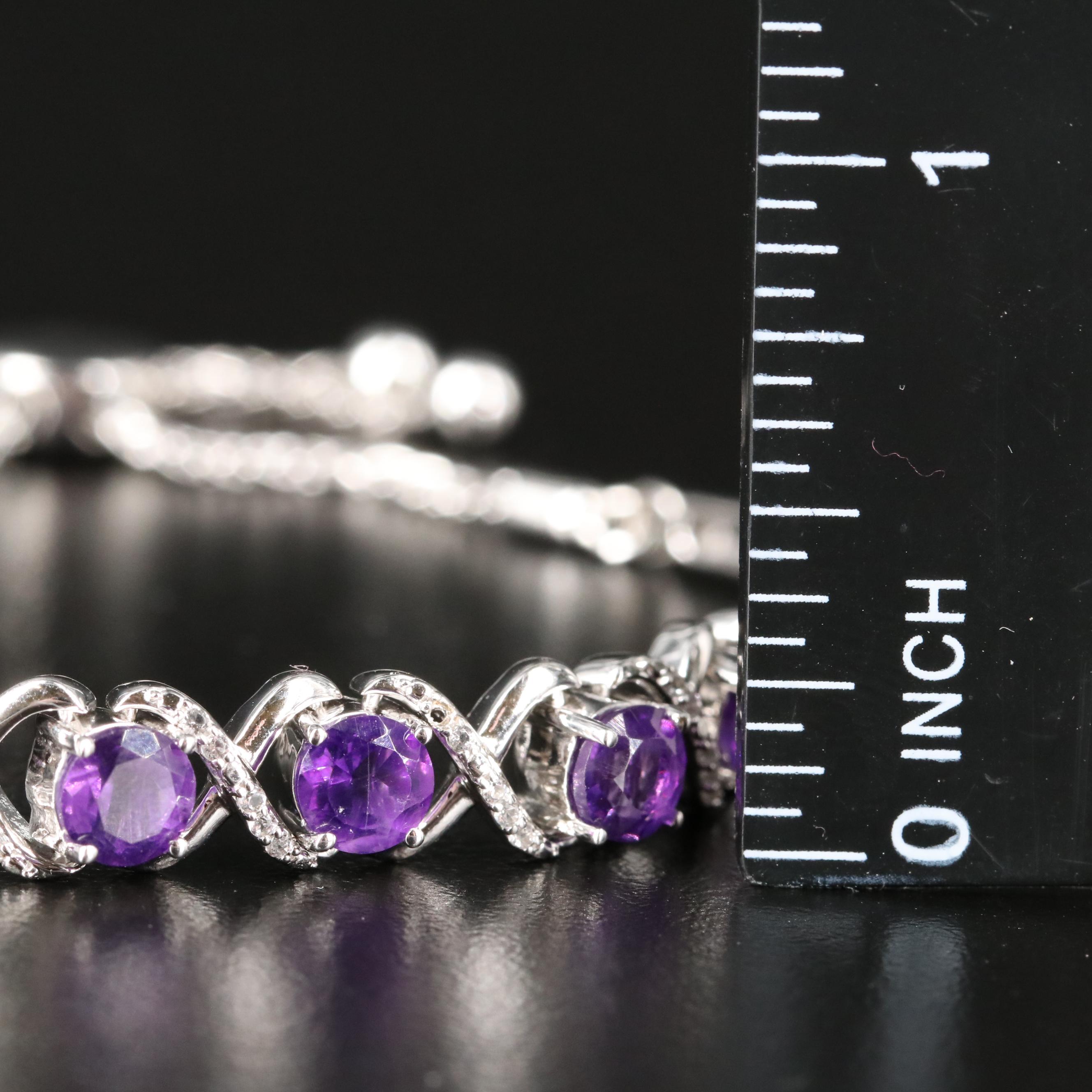 Sterling Amethyst and Topaz Bolo Bracelet