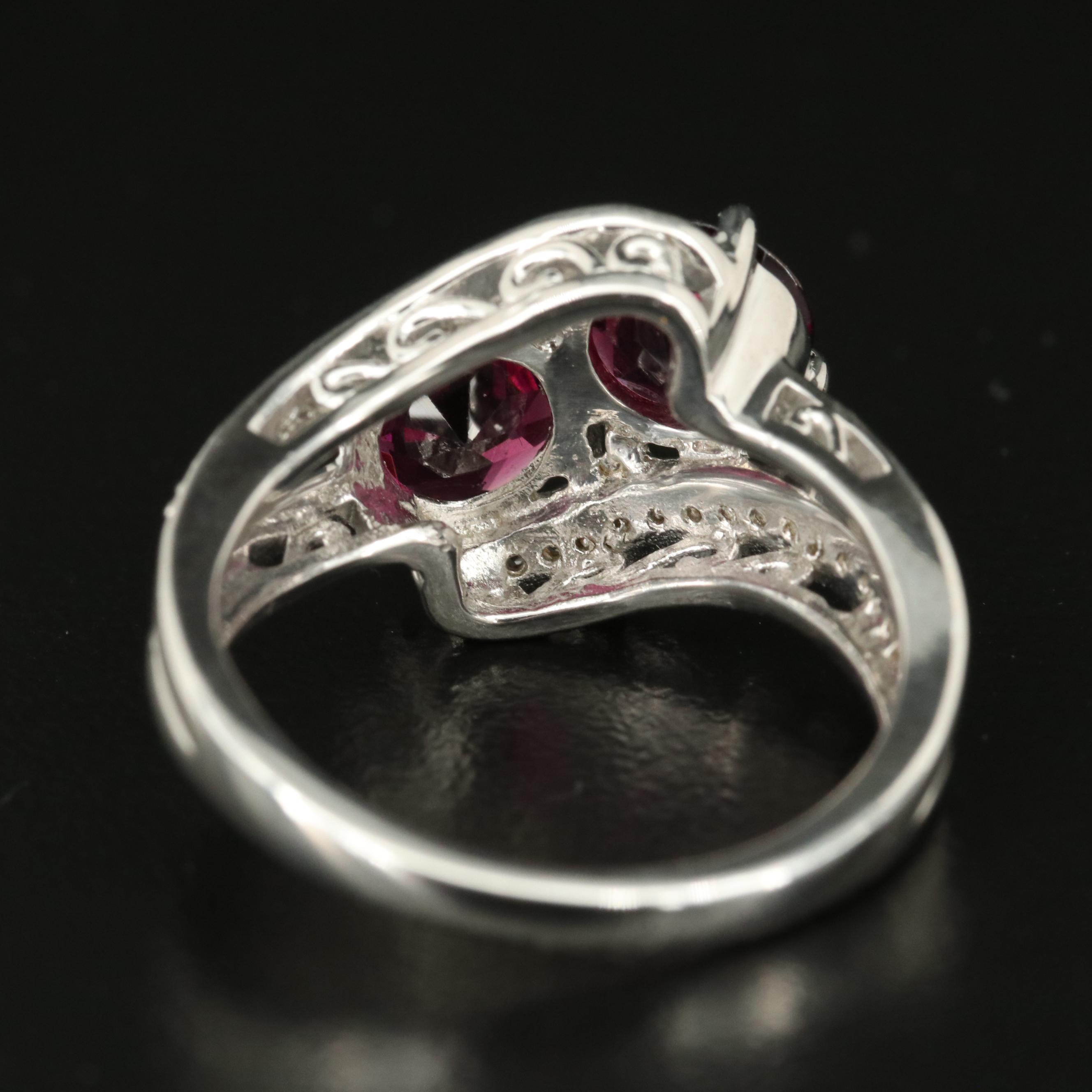 Sterling Garnet and White Topaz Toi-et-Moi Ring