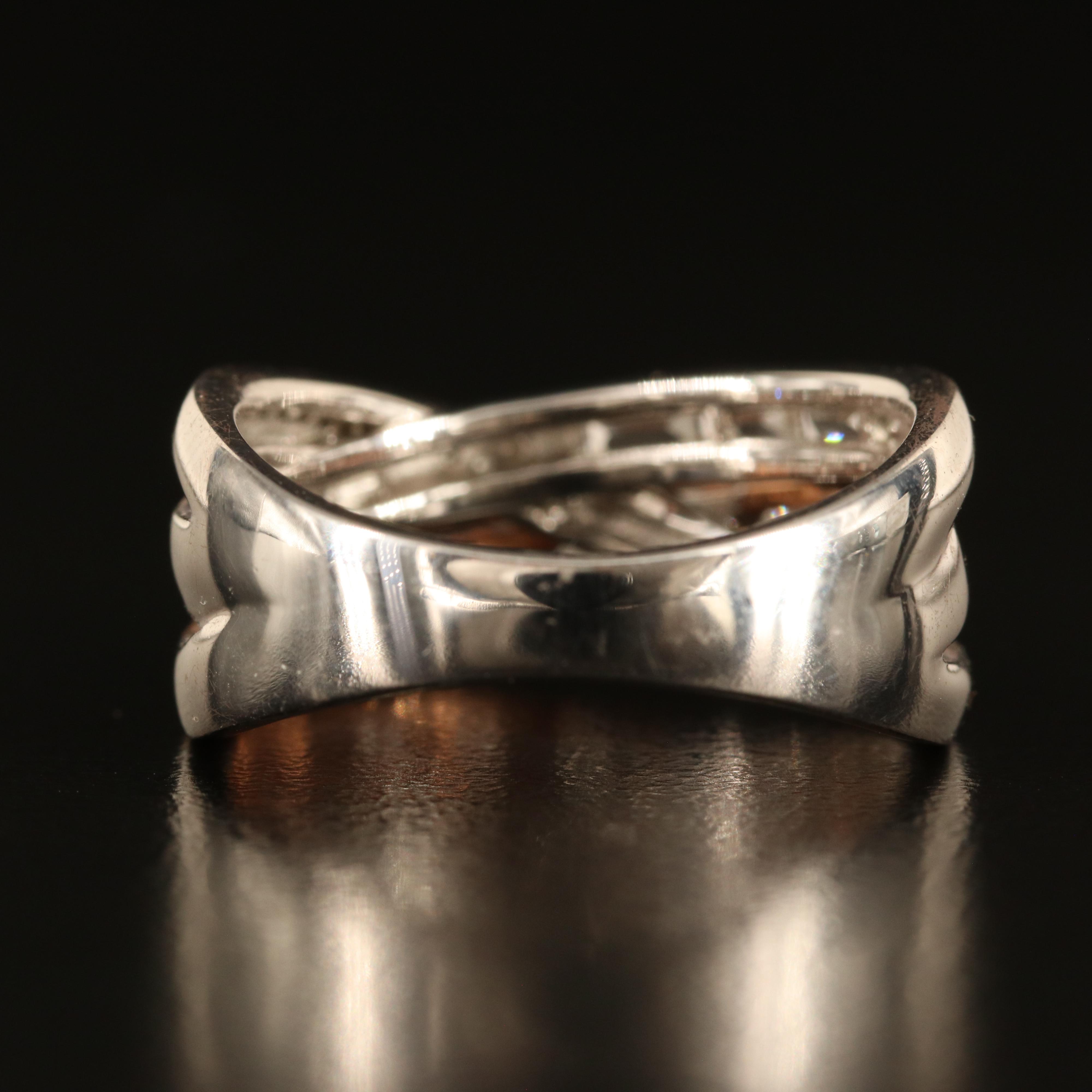 Sterling White Sapphire Crossover Ring with 10K Rose Gold Accent