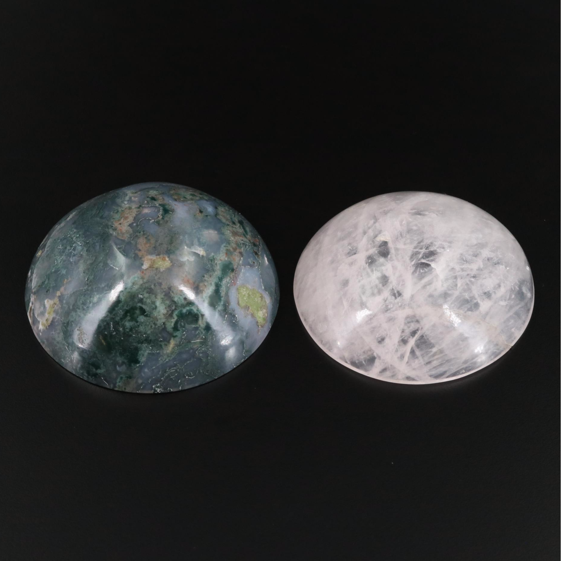 Quartz and Moss Agate Bowls