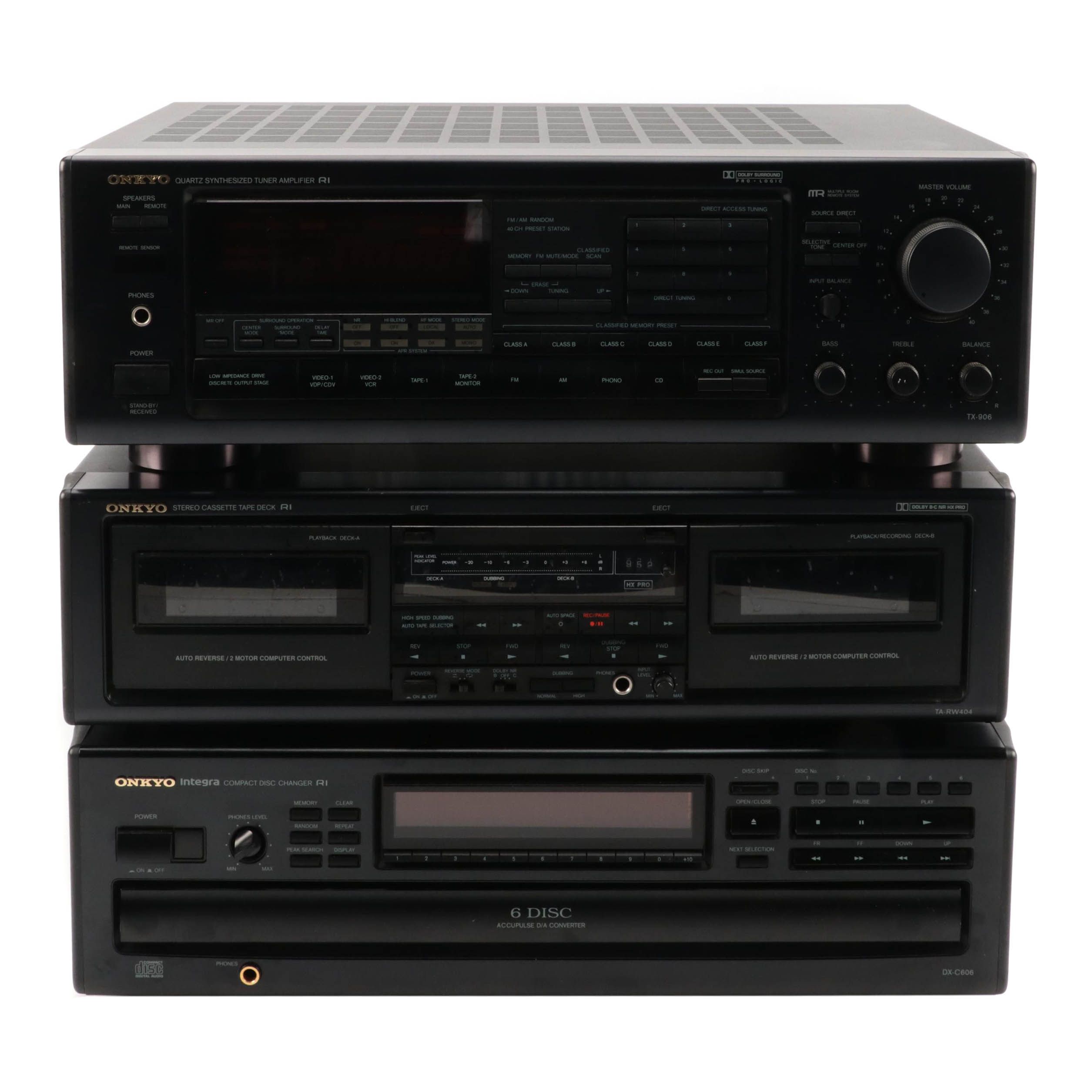 Onkyo Tuner Receiver Amplifier With 6 Disc Carousel and Dual Tape Deck