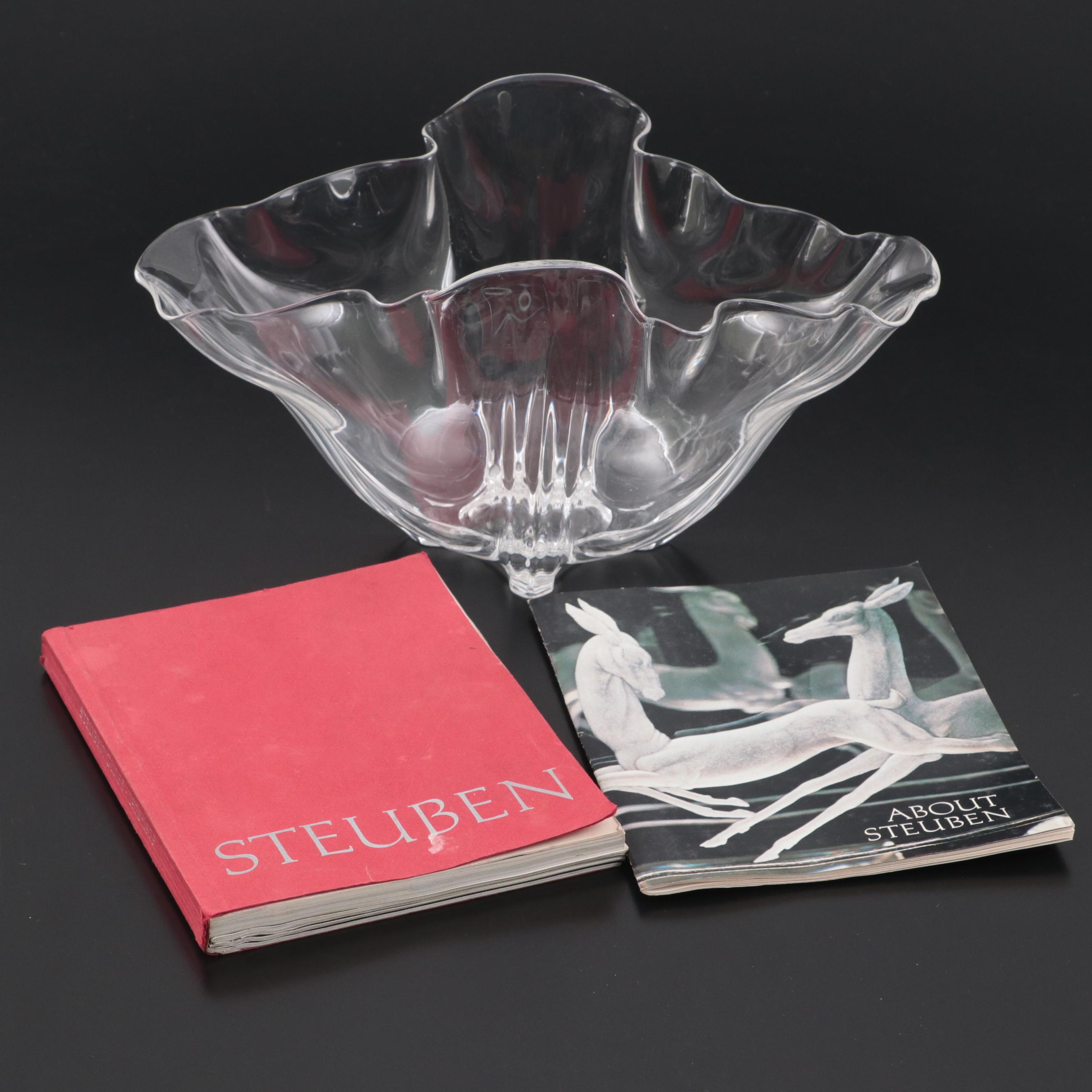 Steuben "Grotesque" Glass Bowl with Steuben Catalogs, 20th Century
