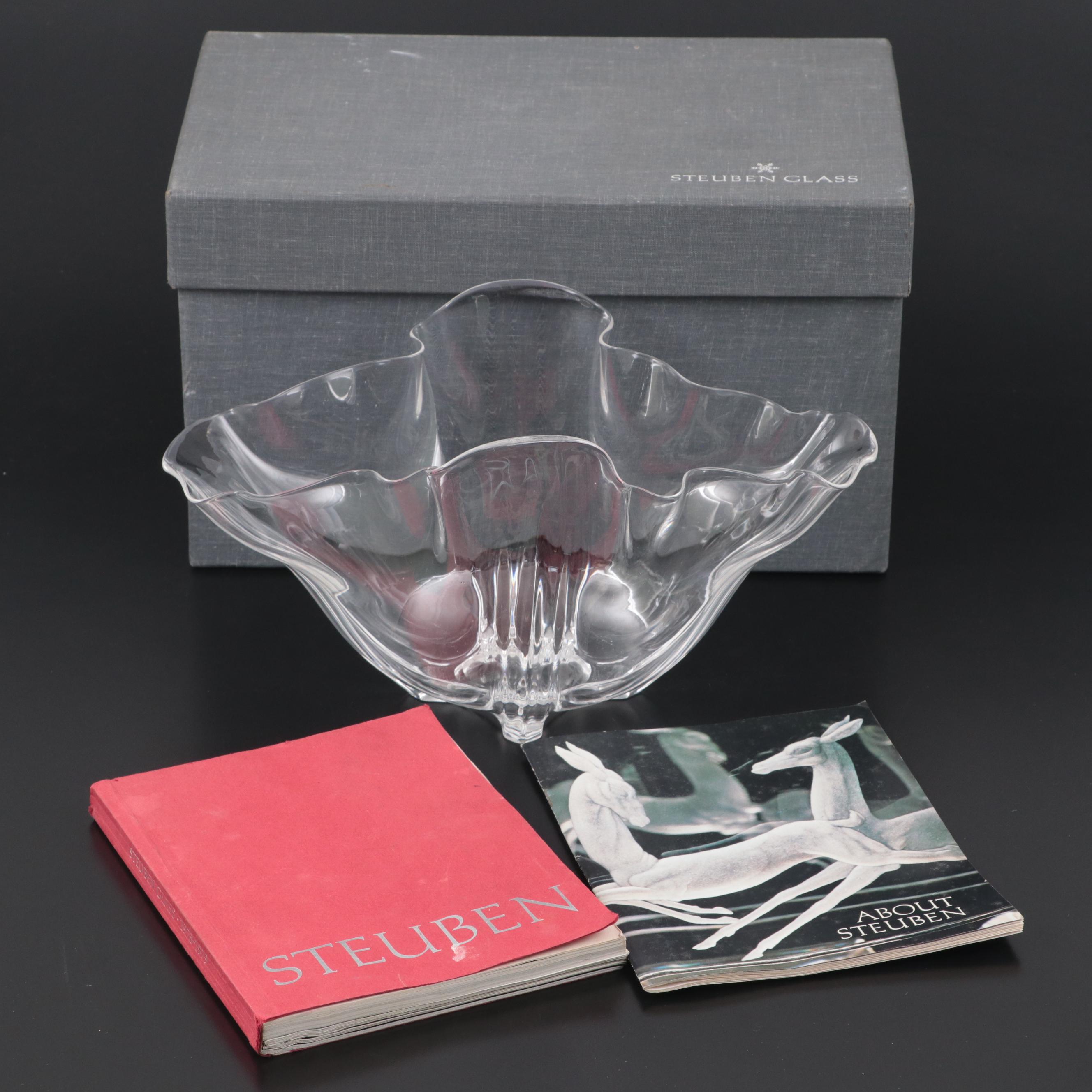 Steuben "Grotesque" Glass Bowl with Steuben Catalogs, 20th Century