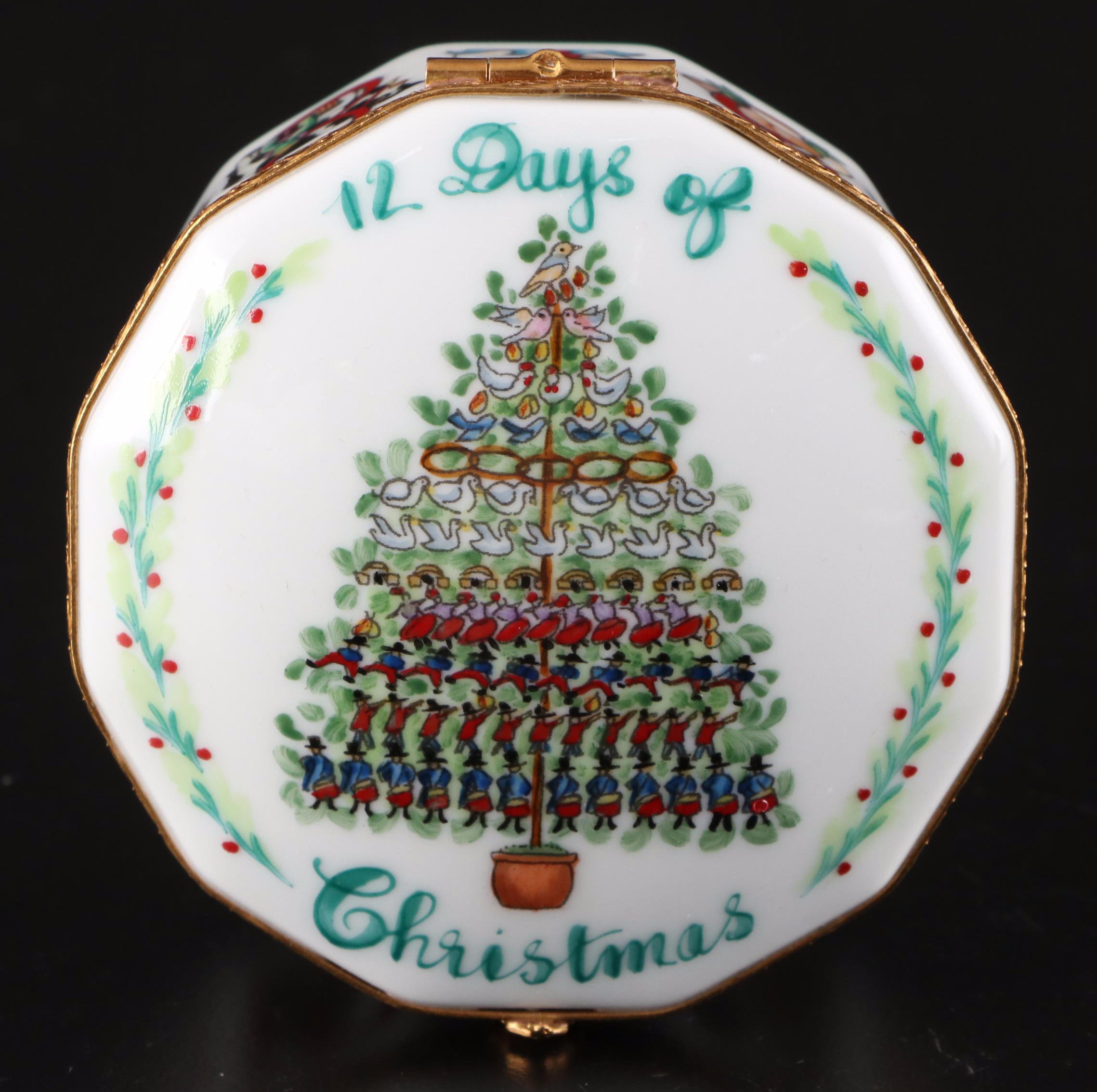Rochard Twelve Days of Christmas Themed Porcelain Limoges Boxes