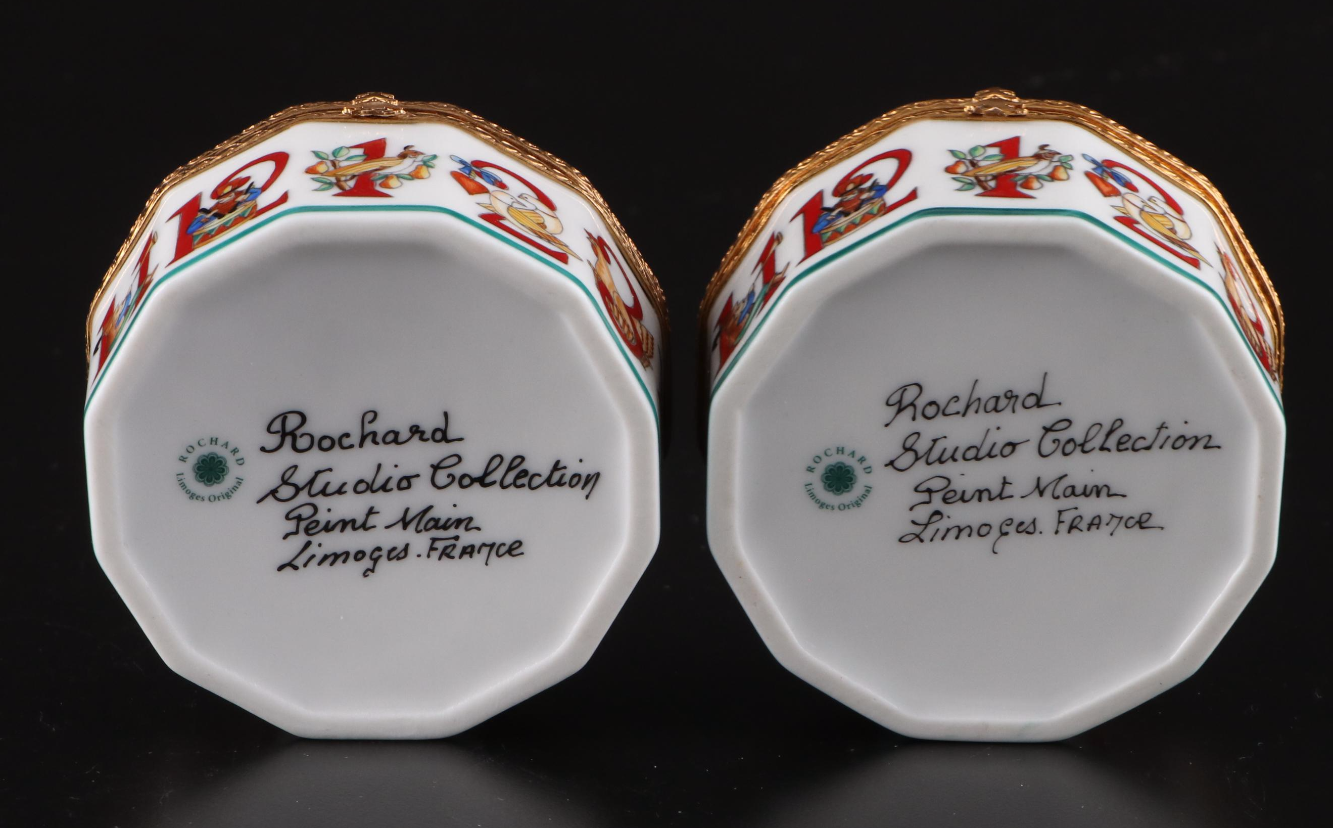 Rochard Twelve Days of Christmas Themed Porcelain Limoges Boxes