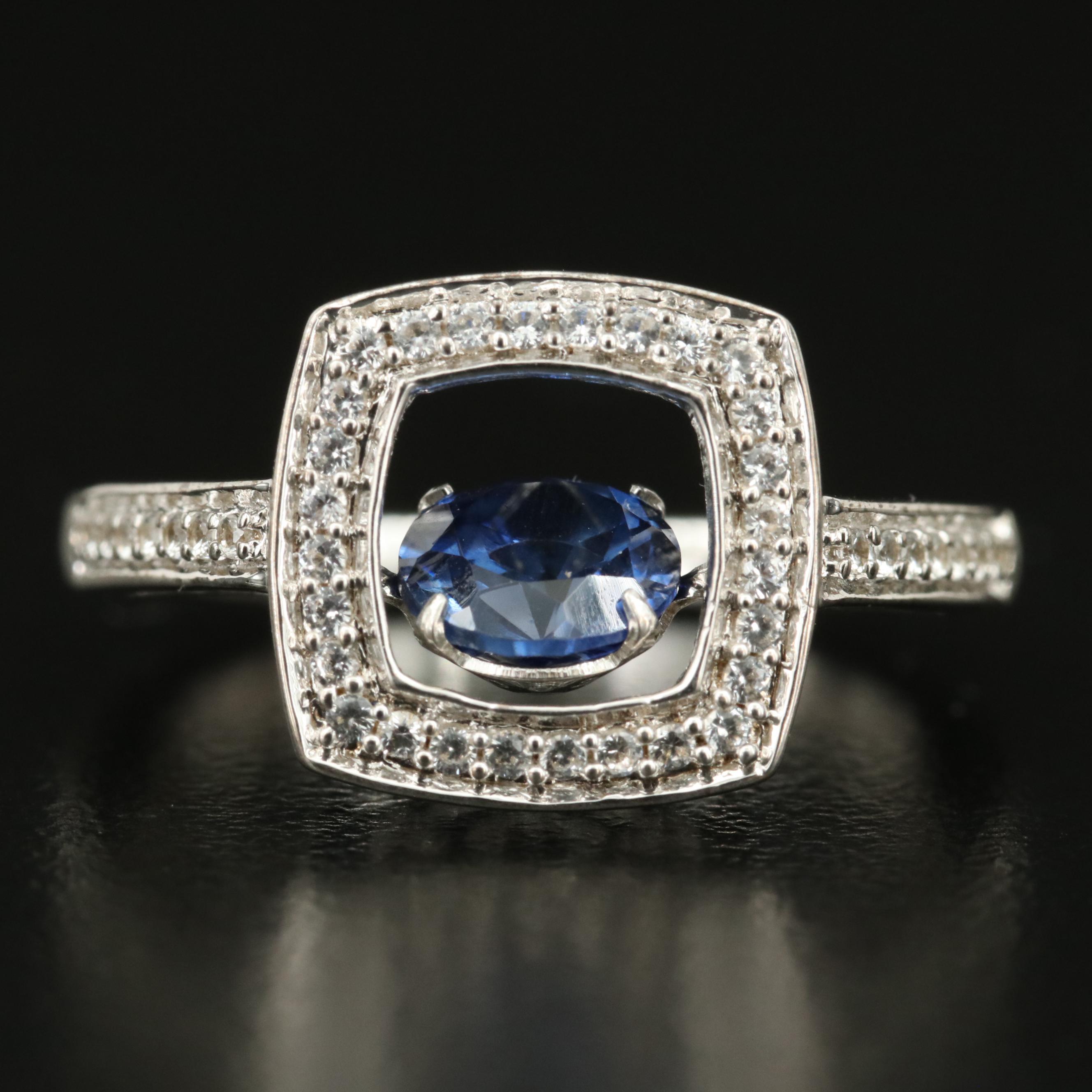 Sterling London Blue Topaz and White Sapphire Shimmer Ring