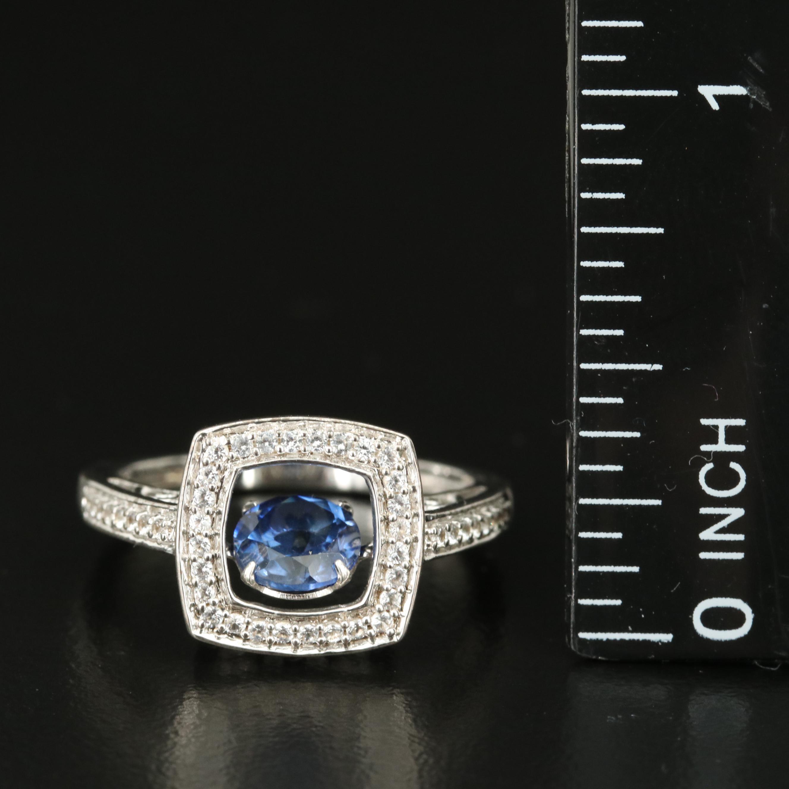 Sterling London Blue Topaz and White Sapphire Shimmer Ring