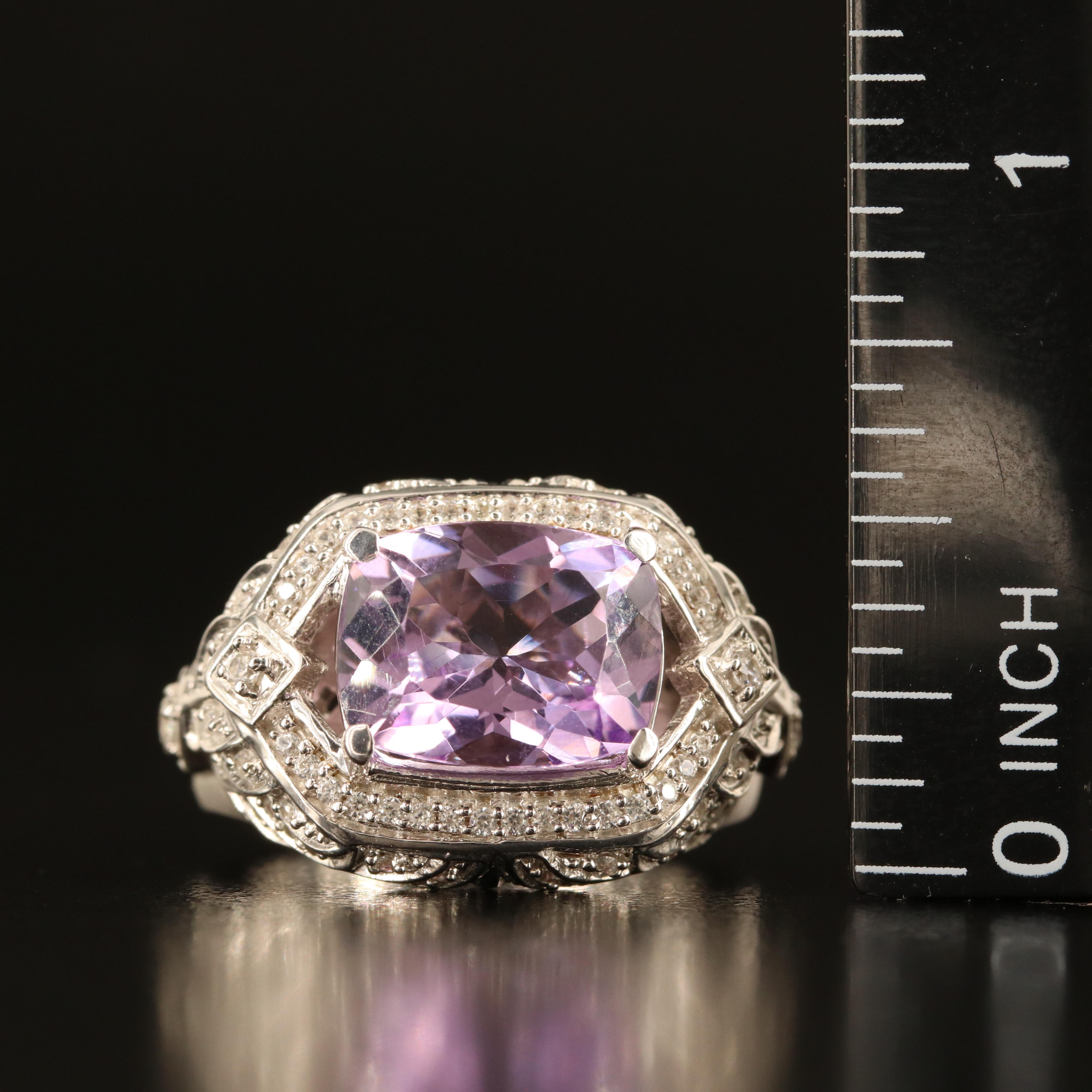 Sterling Amethyst and White Zircon Ring
