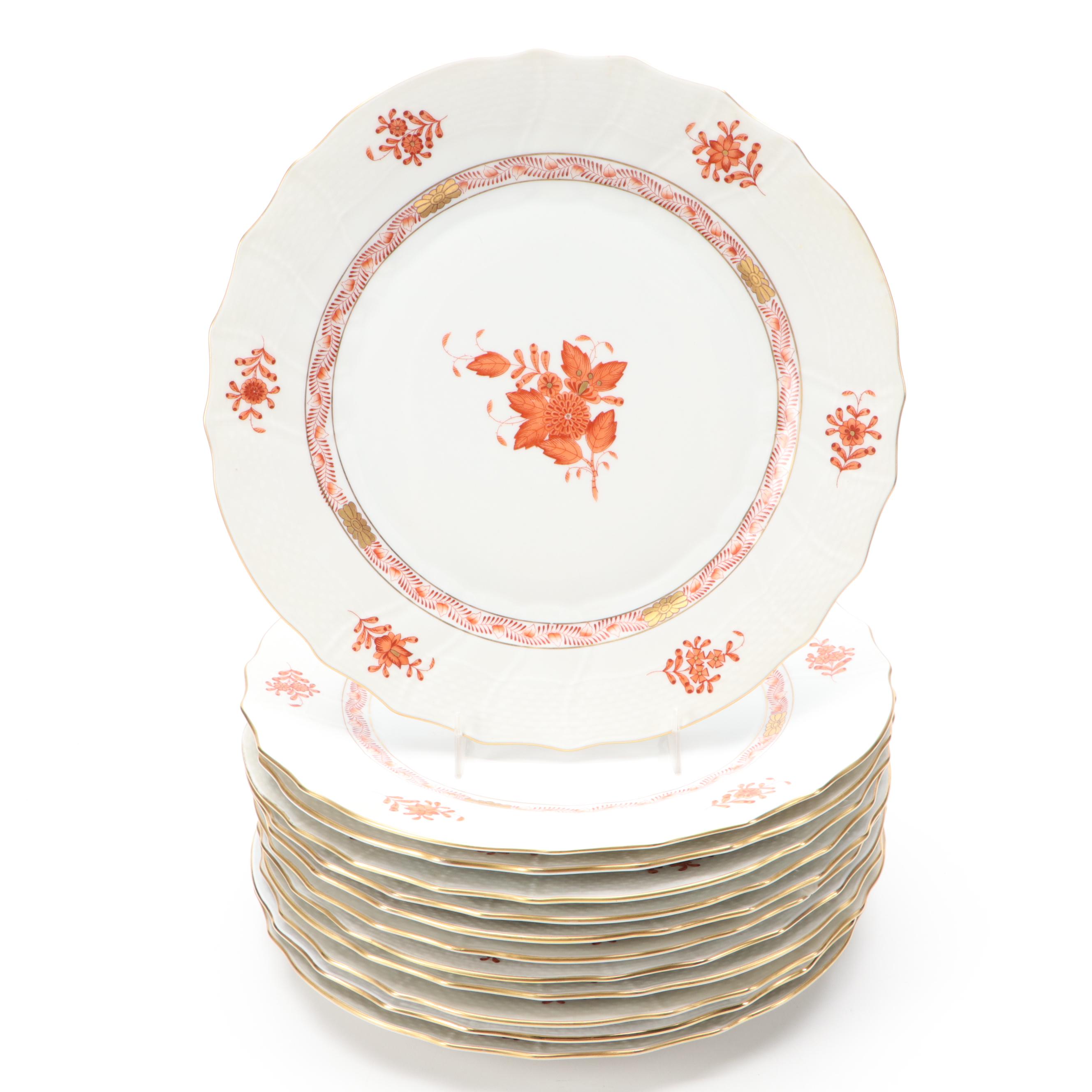 Herend Rust "Chinese Bouquet" Porcelain Dinnerware, 20th Century