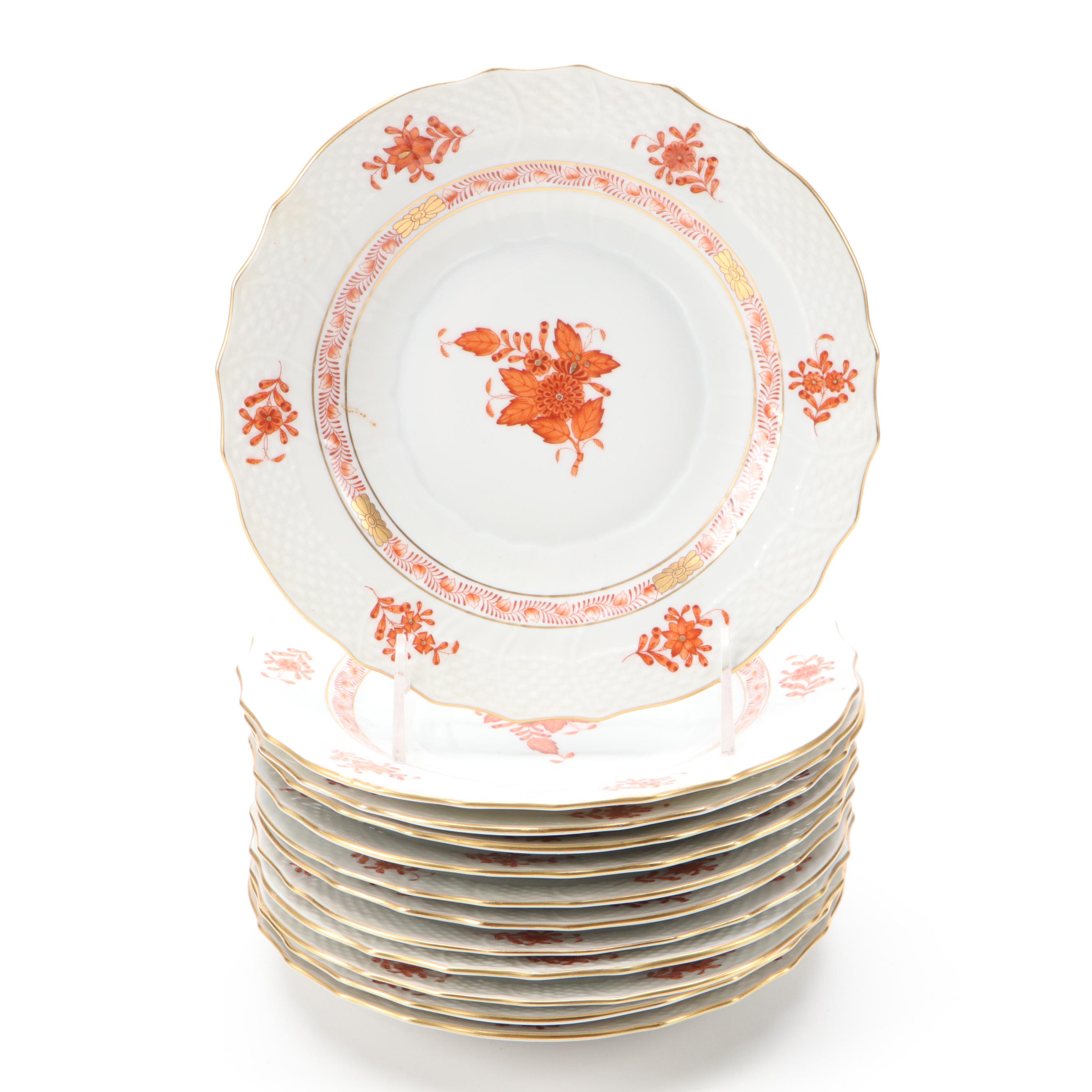 Herend Rust "Chinese Bouquet" Porcelain Dinnerware, 20th Century