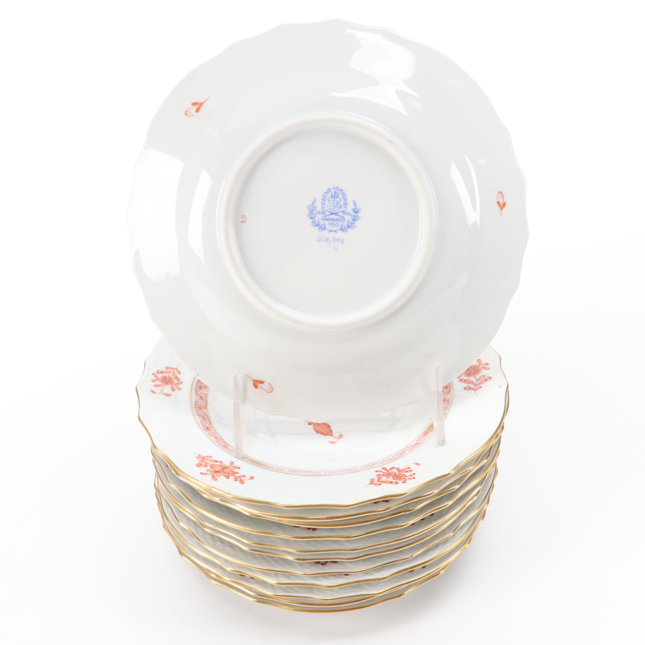 Herend Rust "Chinese Bouquet" Porcelain Dinnerware, 20th Century