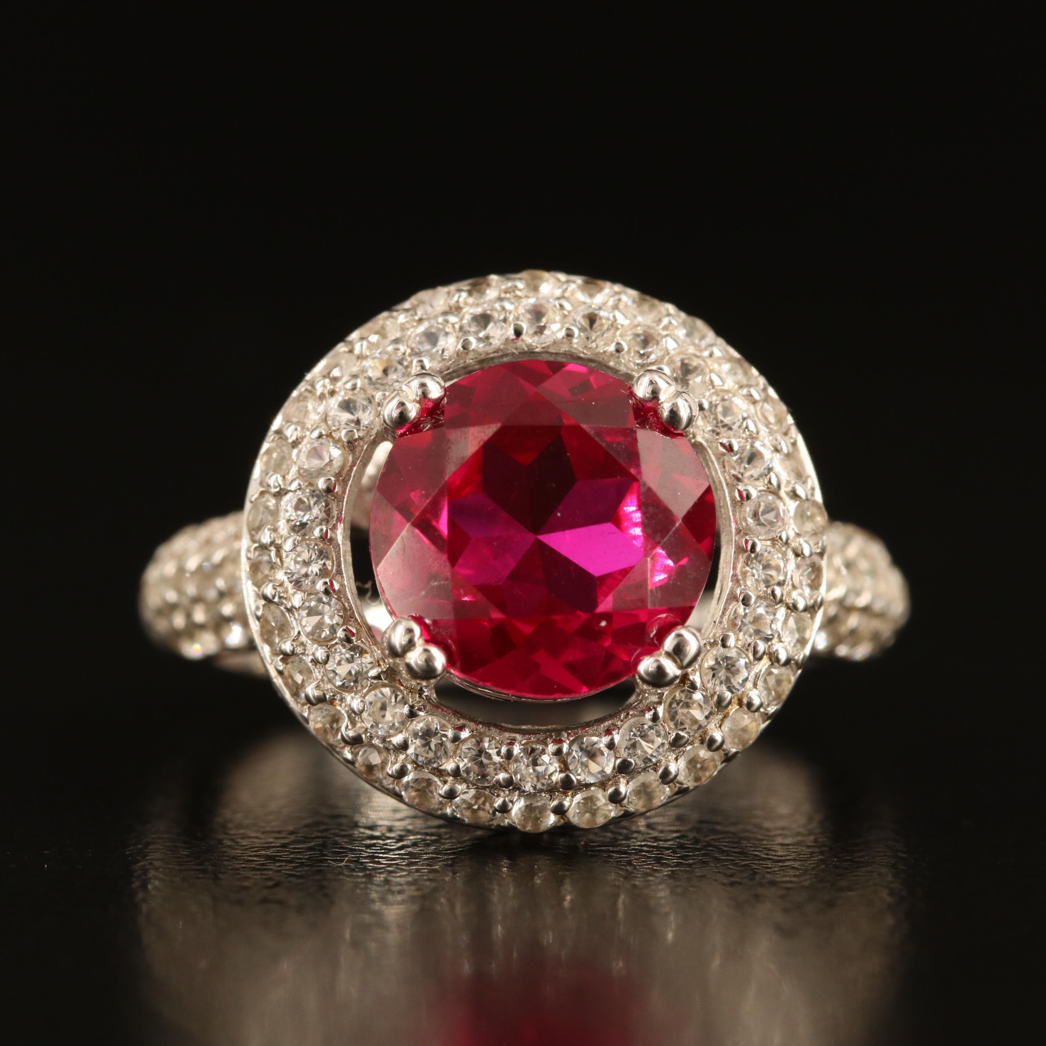 Sterling Ruby and White Sapphire Ring