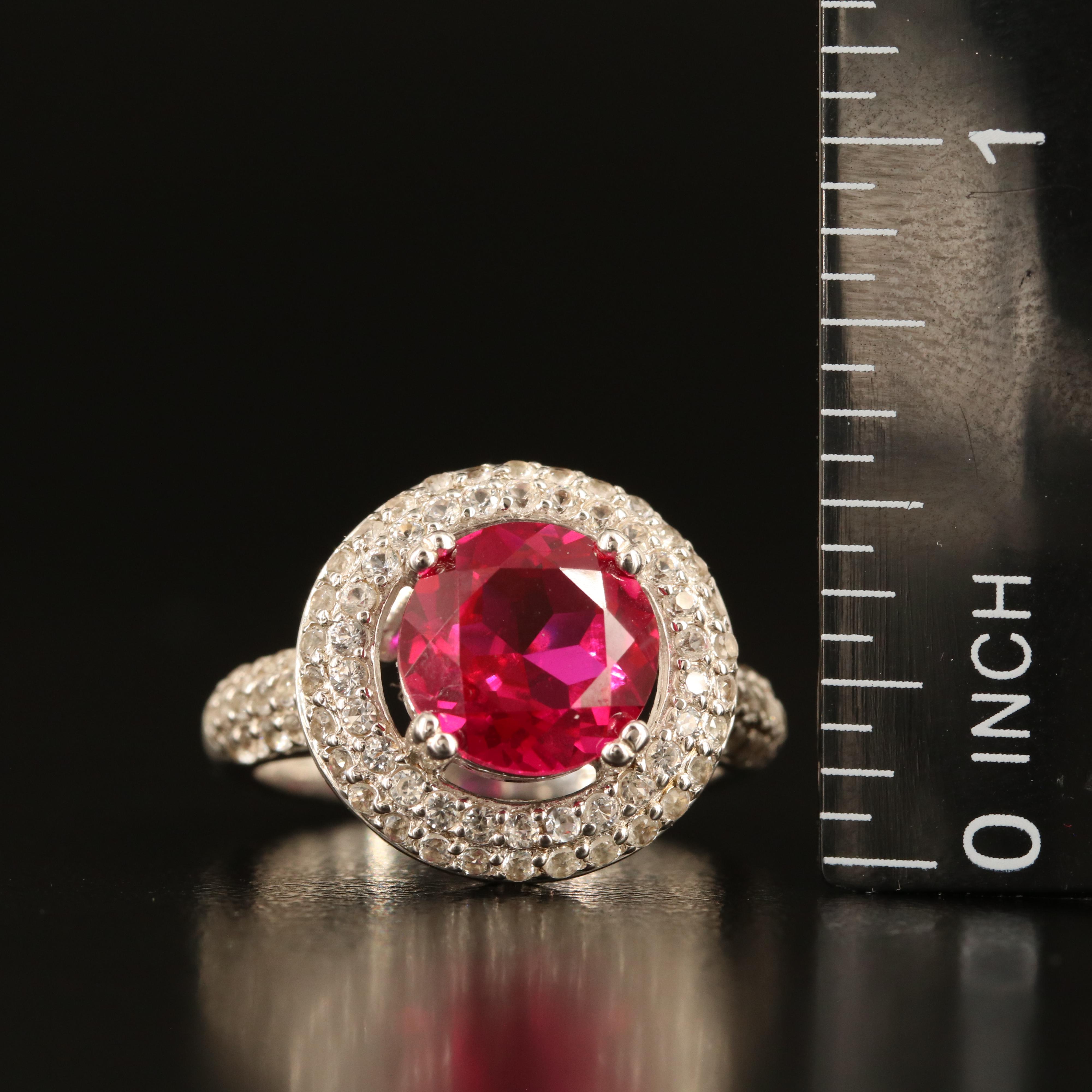 Sterling Ruby and White Sapphire Ring