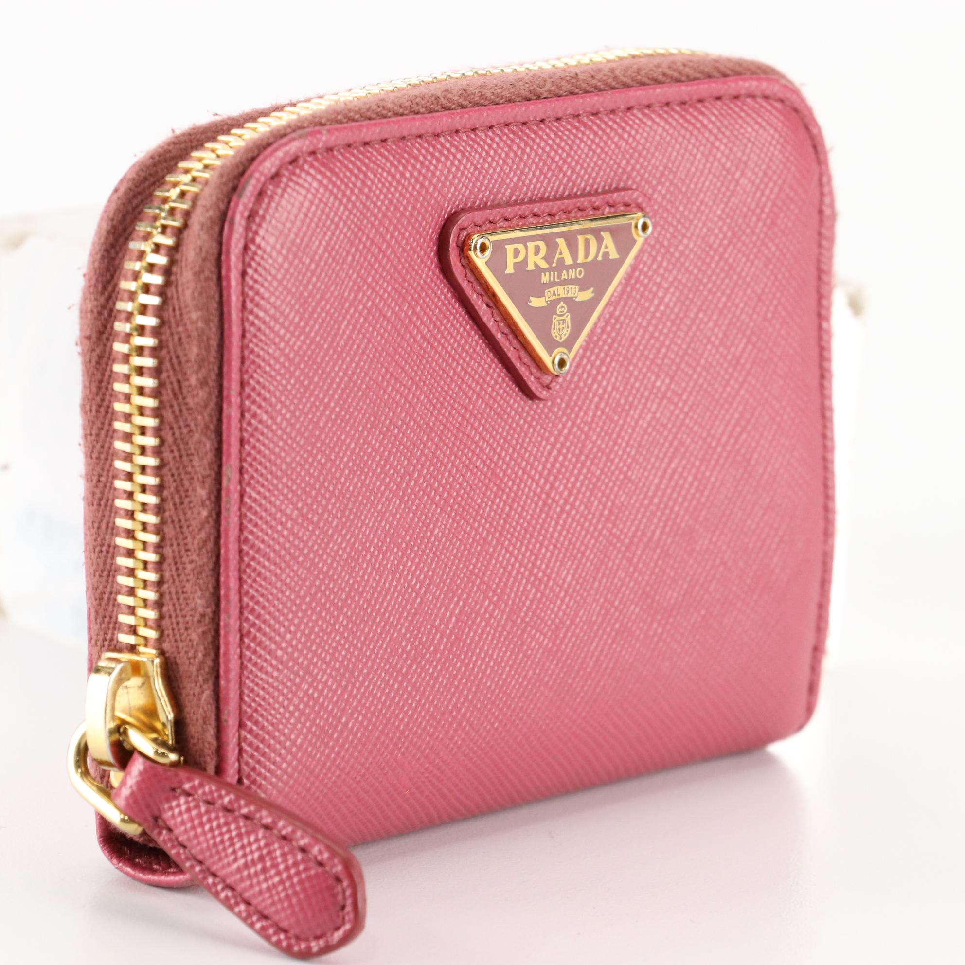 Prada Zip-Around Coin Purse in Saffiano Leather