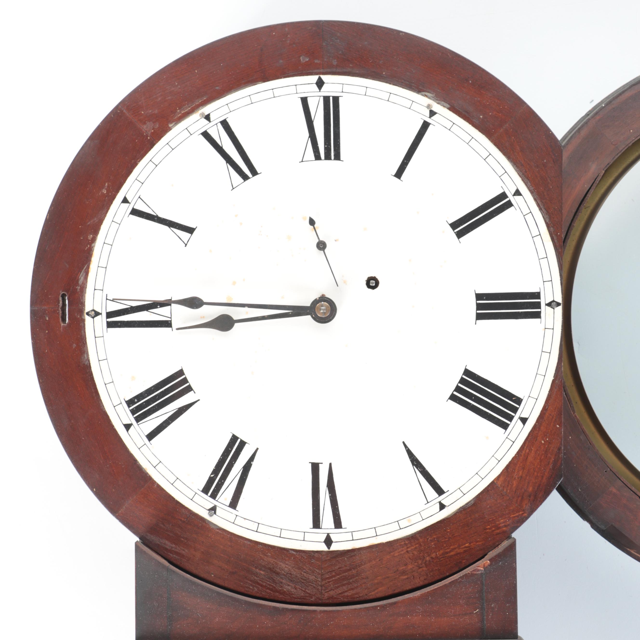 Mahogany Veneer Regulator Wall Clock, Antique