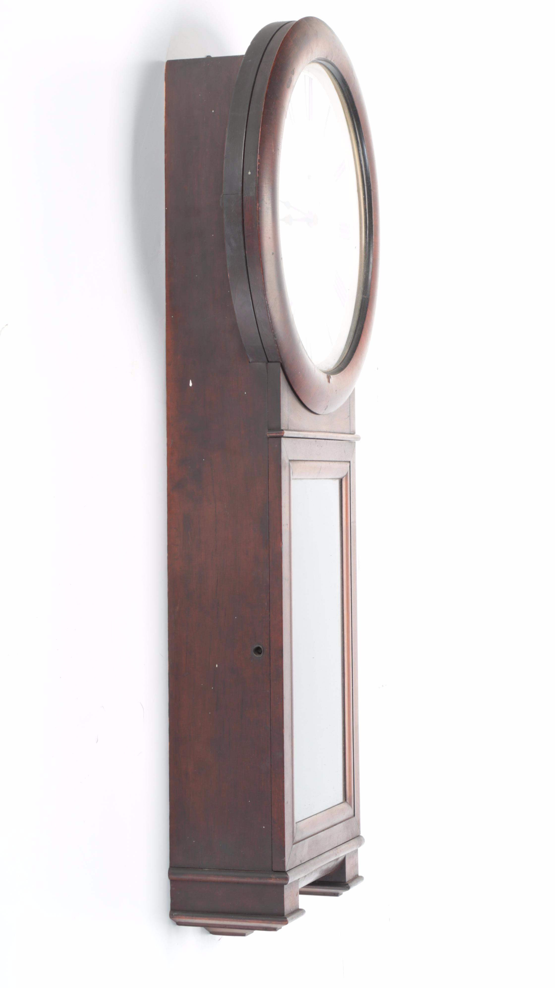 Mahogany Veneer Regulator Wall Clock, Antique