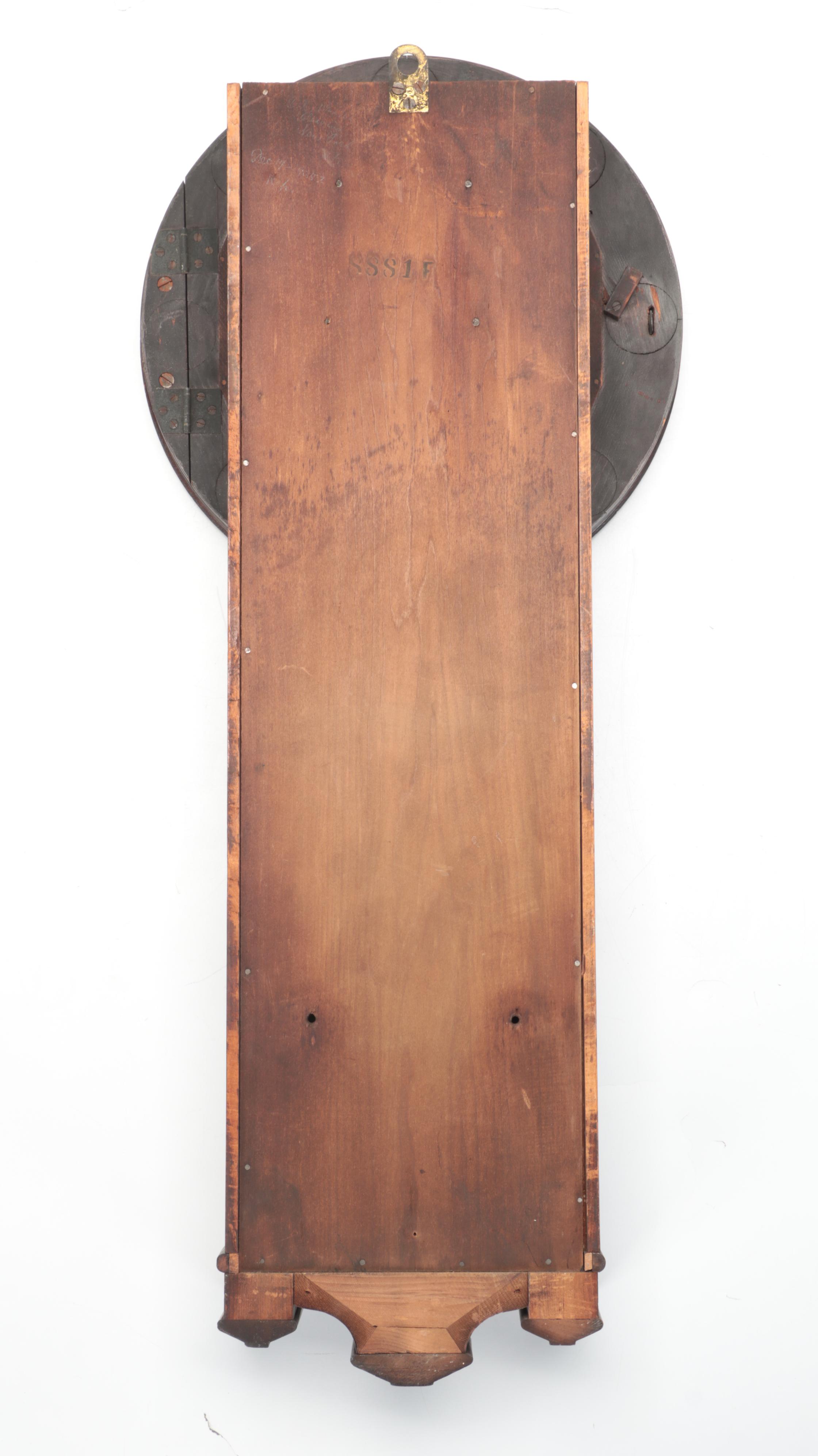 Mahogany Veneer Regulator Wall Clock, Antique