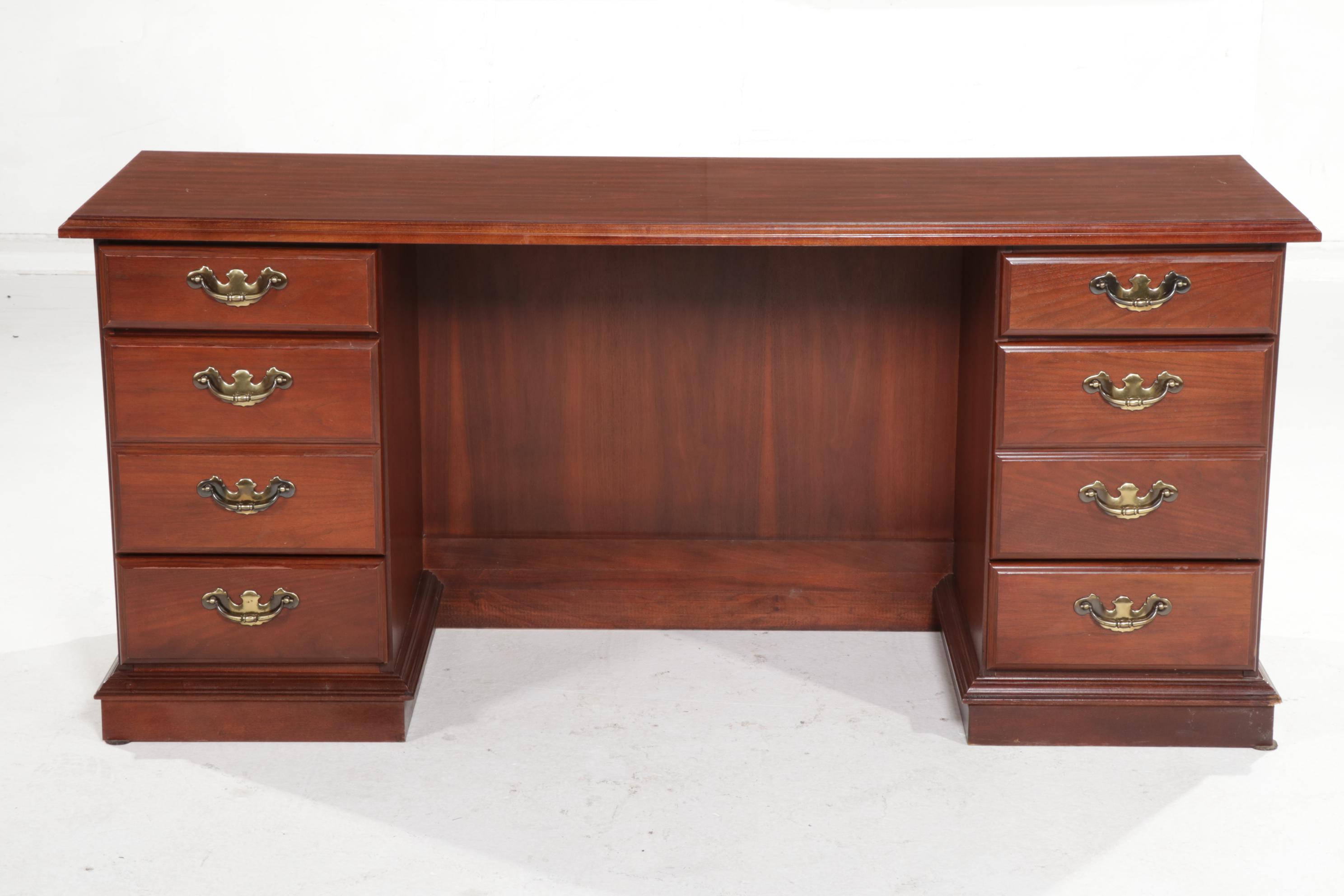 Wood Finish Double Pedestal Desk