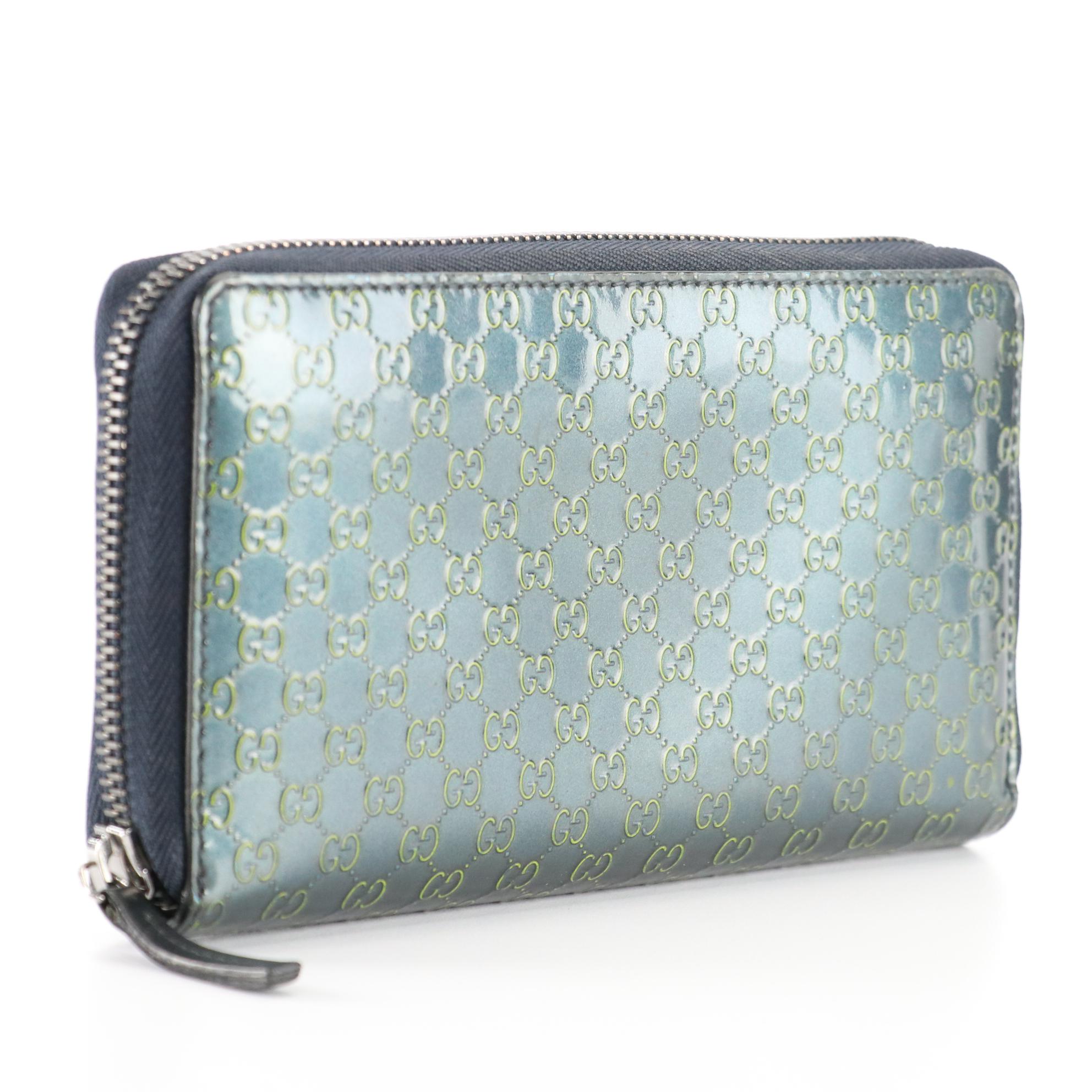 Gucci Guccissima Patent Leather Zip Wallet