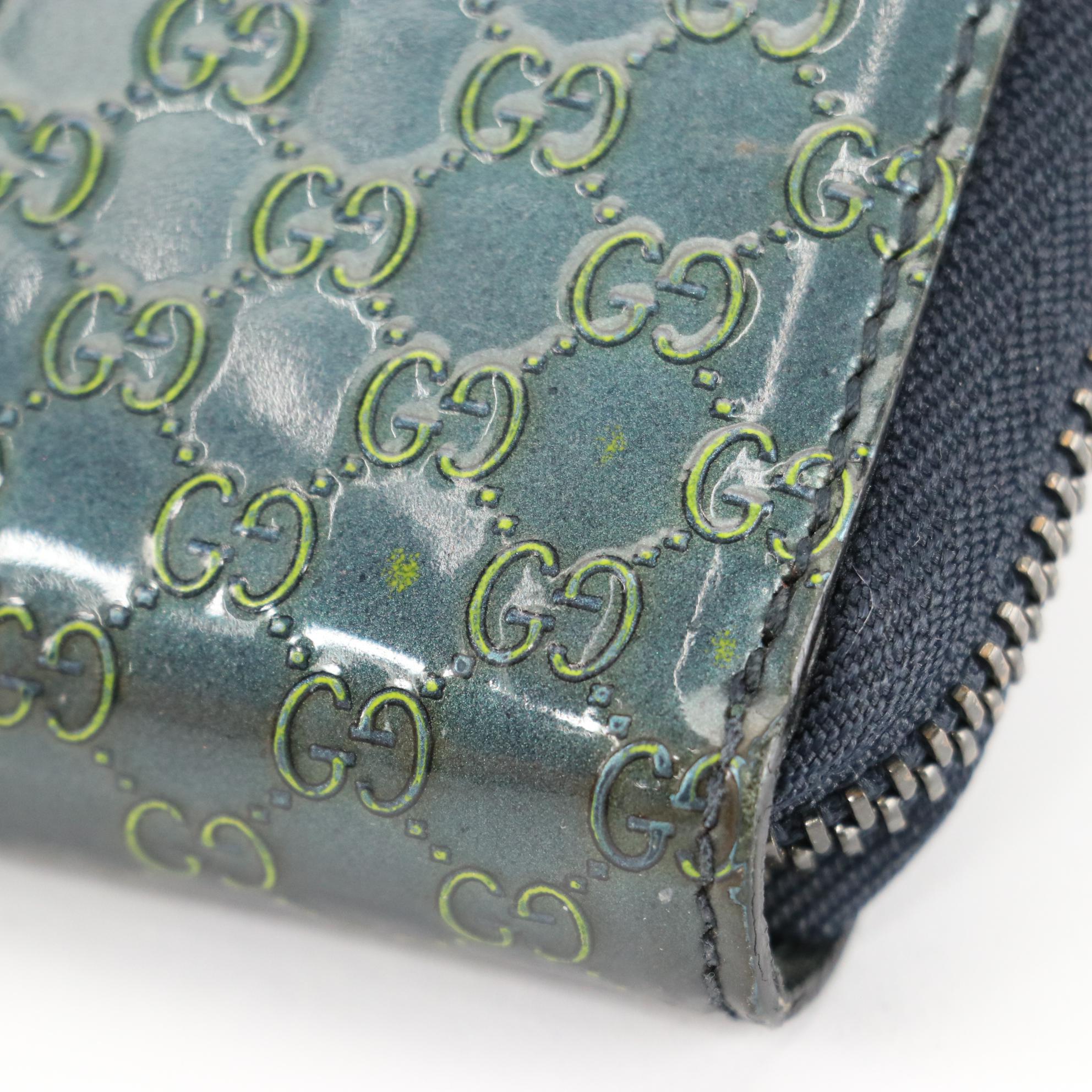 Gucci Guccissima Patent Leather Zip Wallet