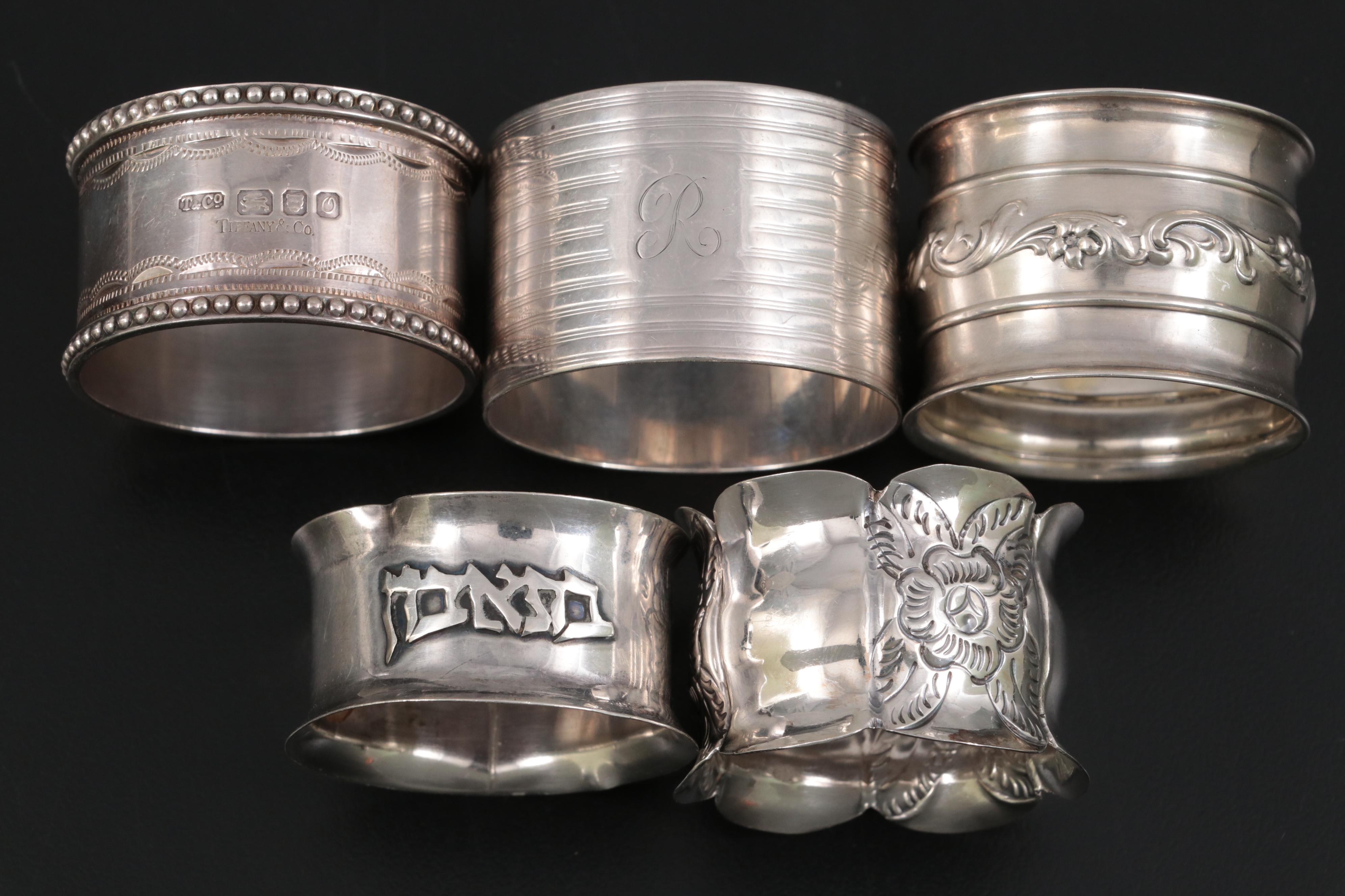 La Pierre Mfg. Co. Sterling Trumpet Vase with Sterling and Plate Napkin Rings
