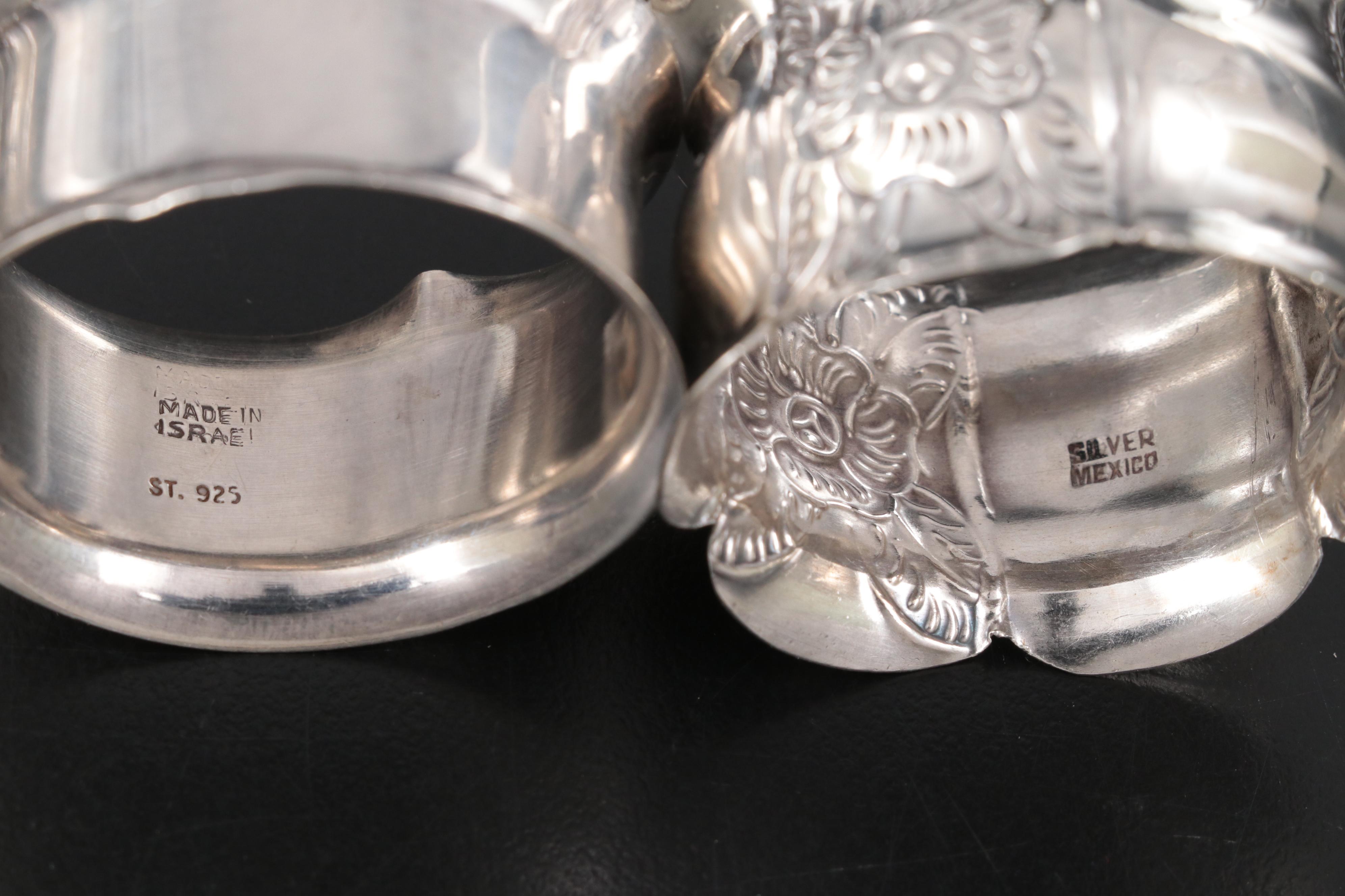 La Pierre Mfg. Co. Sterling Trumpet Vase with Sterling and Plate Napkin Rings
