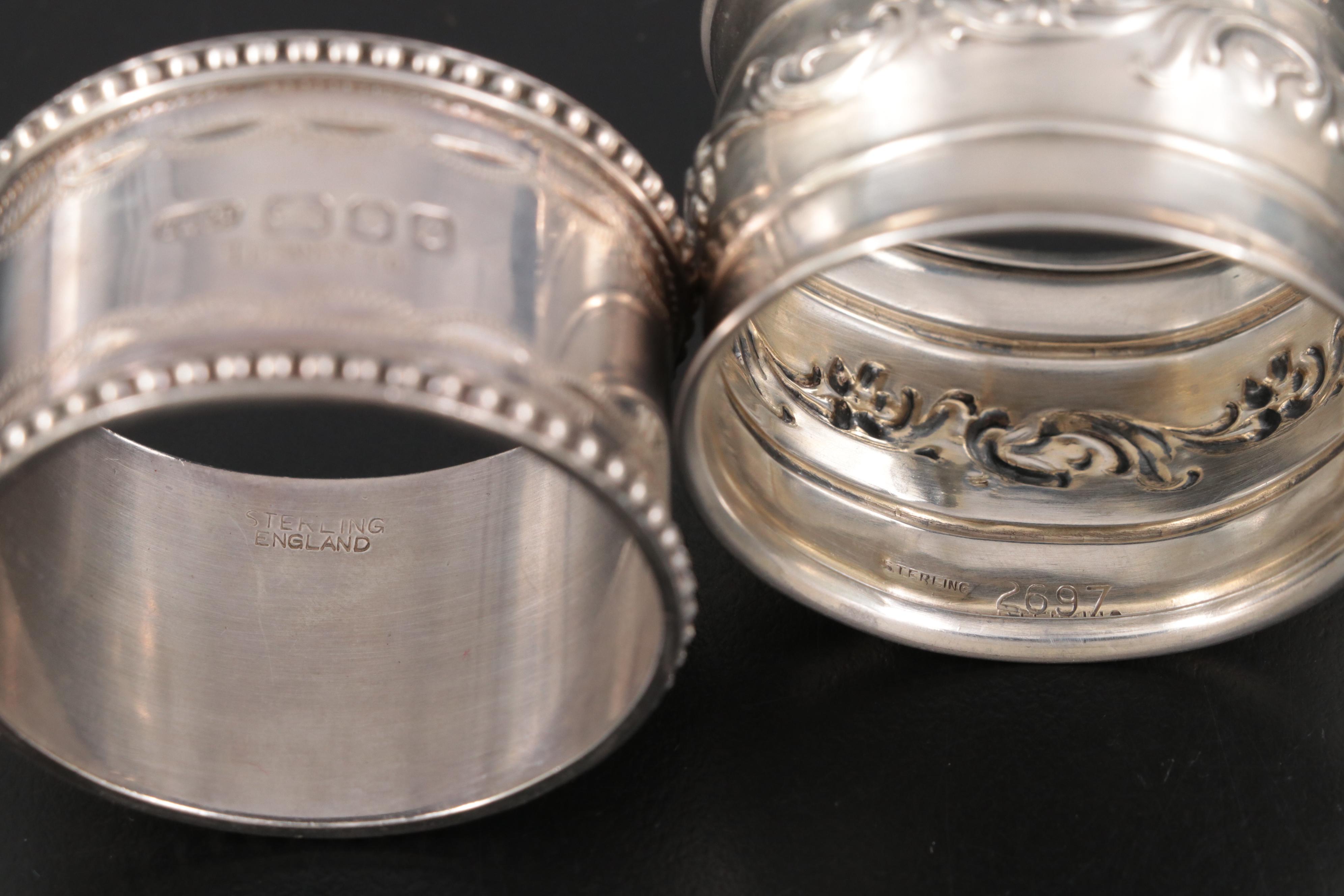 La Pierre Mfg. Co. Sterling Trumpet Vase with Sterling and Plate Napkin Rings