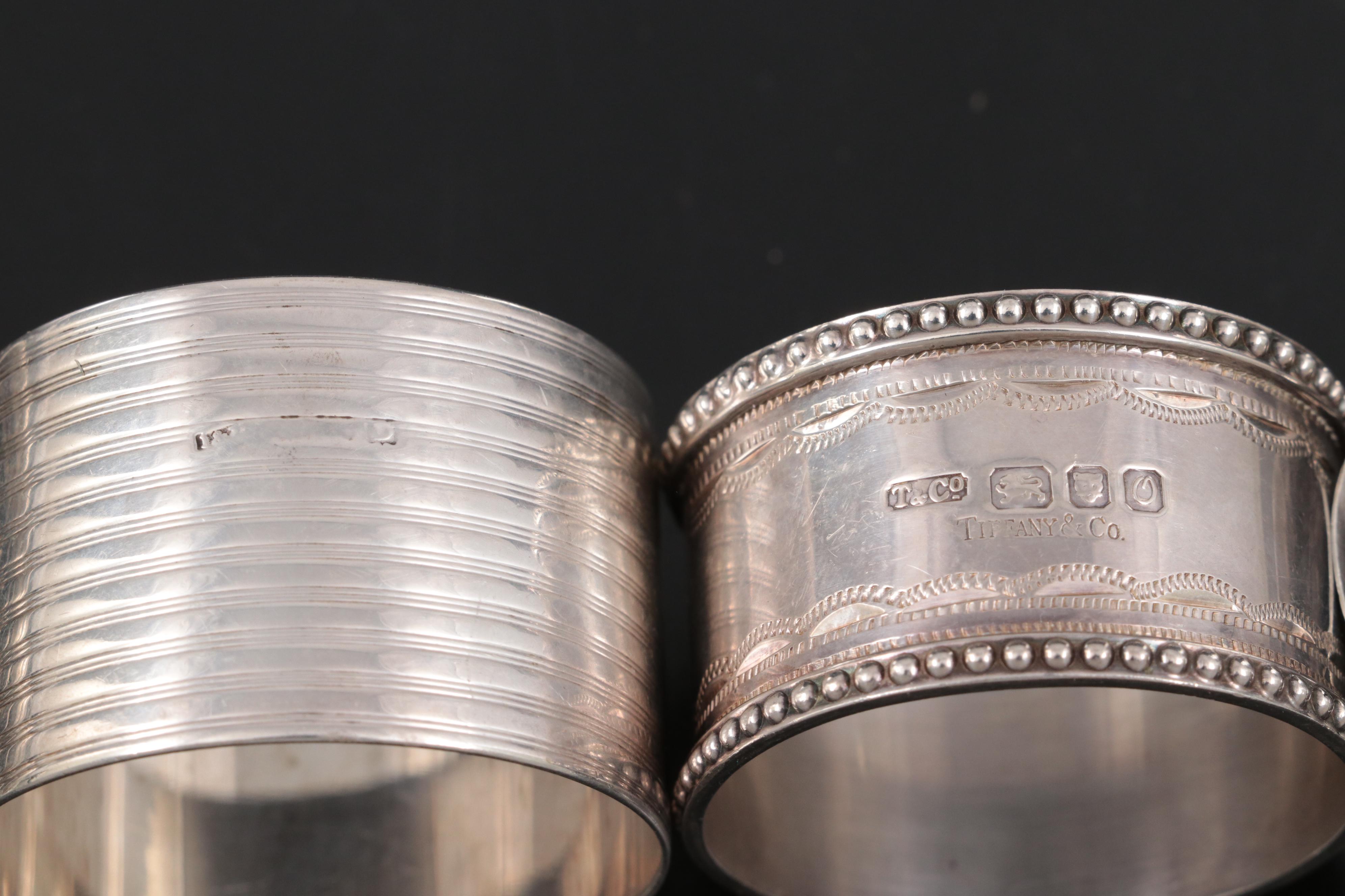 La Pierre Mfg. Co. Sterling Trumpet Vase with Sterling and Plate Napkin Rings