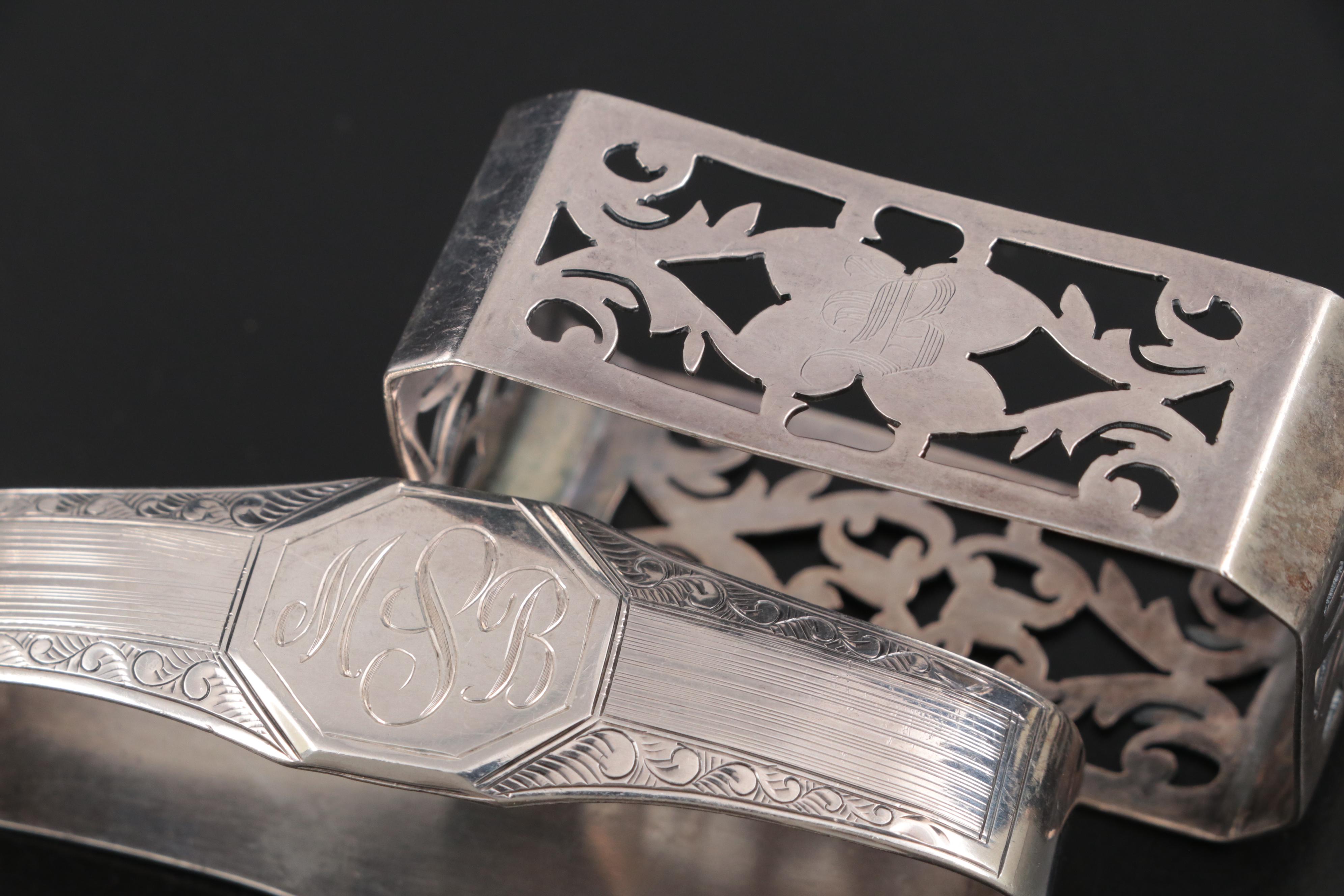 La Pierre Mfg. Co. Sterling Trumpet Vase with Sterling and Plate Napkin Rings