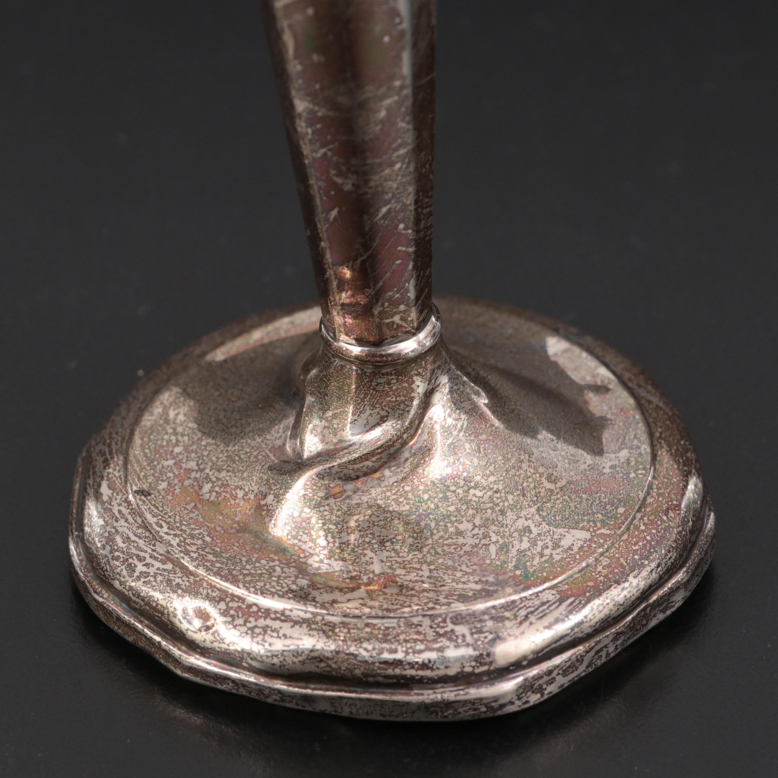 La Pierre Mfg. Co. Sterling Trumpet Vase with Sterling and Plate Napkin Rings