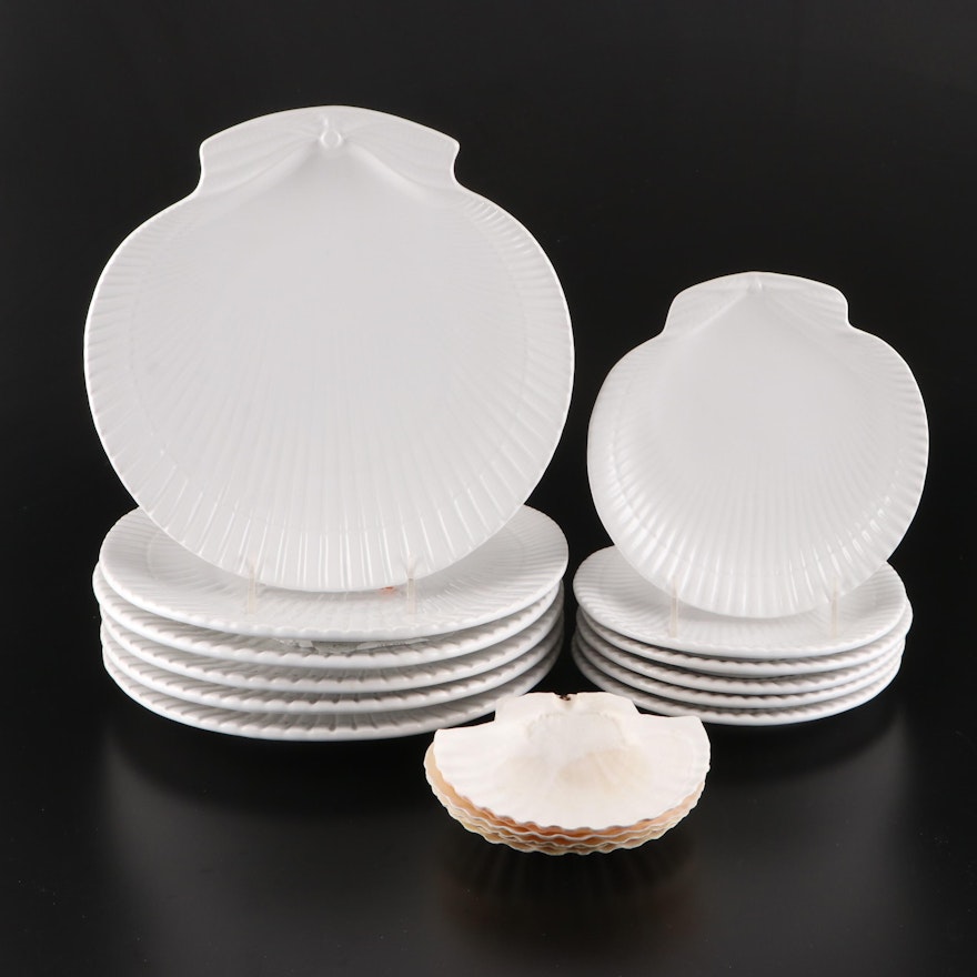 Williams-Sonoma Scallop Shell Motif Ceramic Plates and Other Shell Dishes