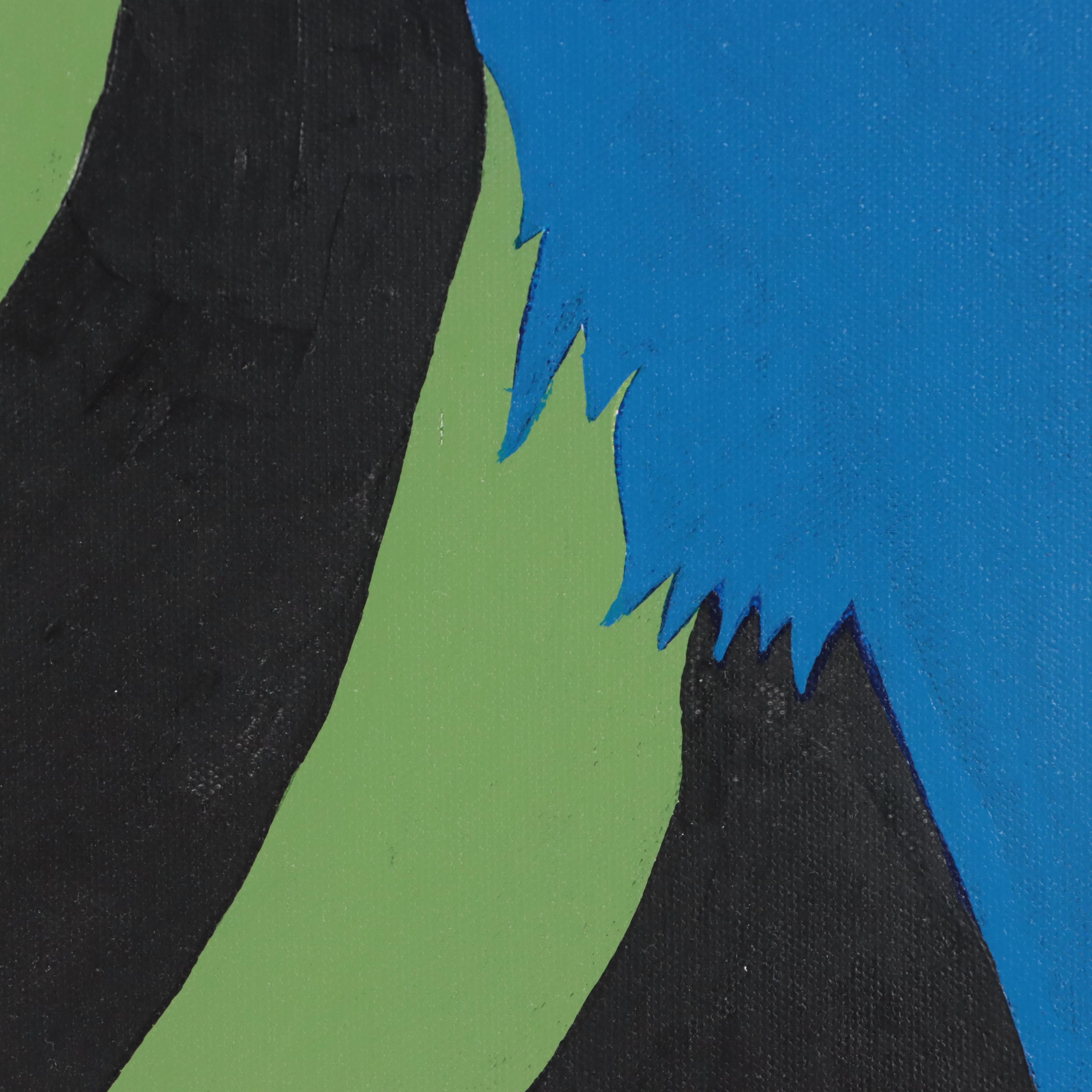 Abstract Botanical Acrylic Painting After Jack Youngerman, 21st Century