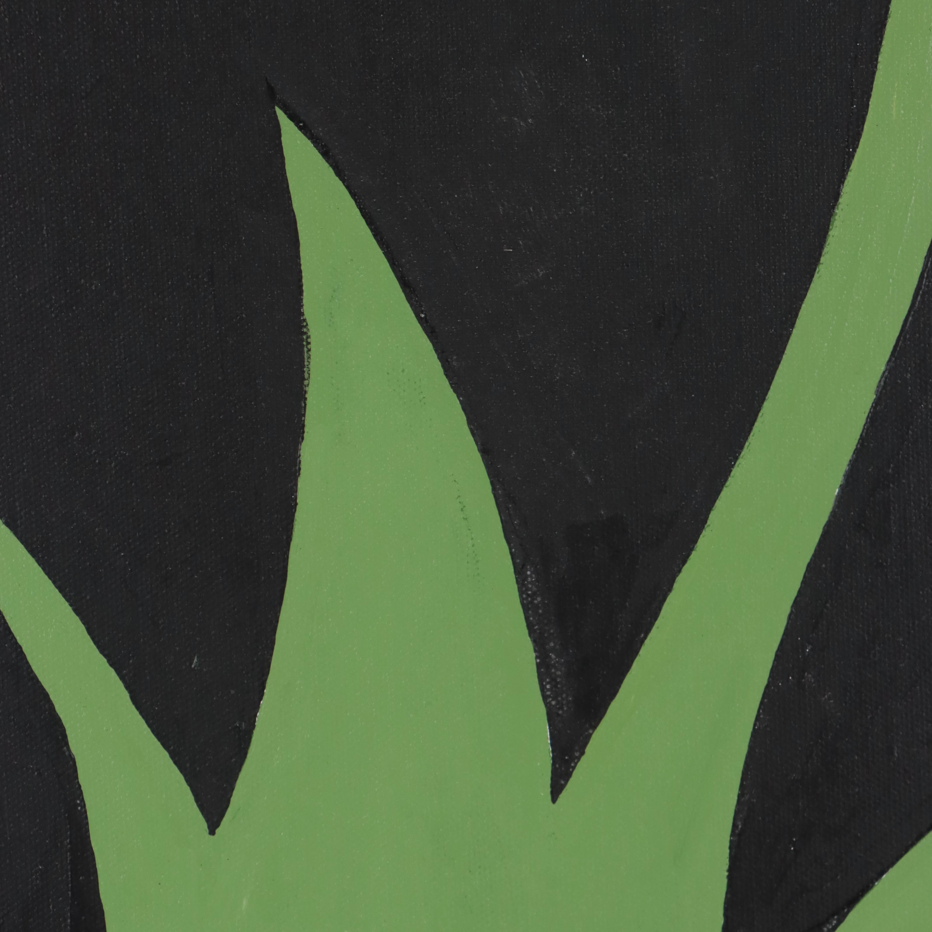 Abstract Botanical Acrylic Painting After Jack Youngerman, 21st Century