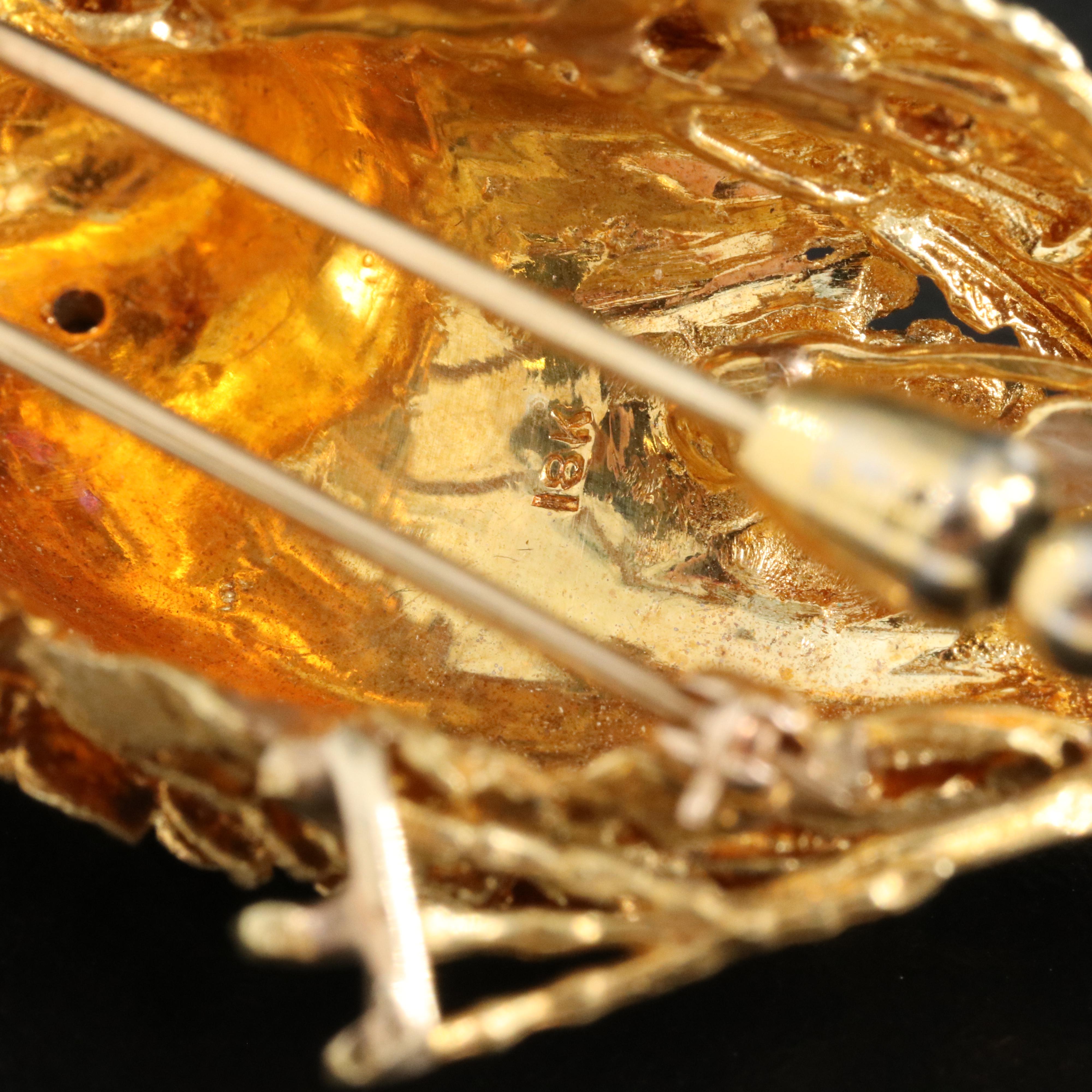 Vintage 18K Ruby Bird Brooch