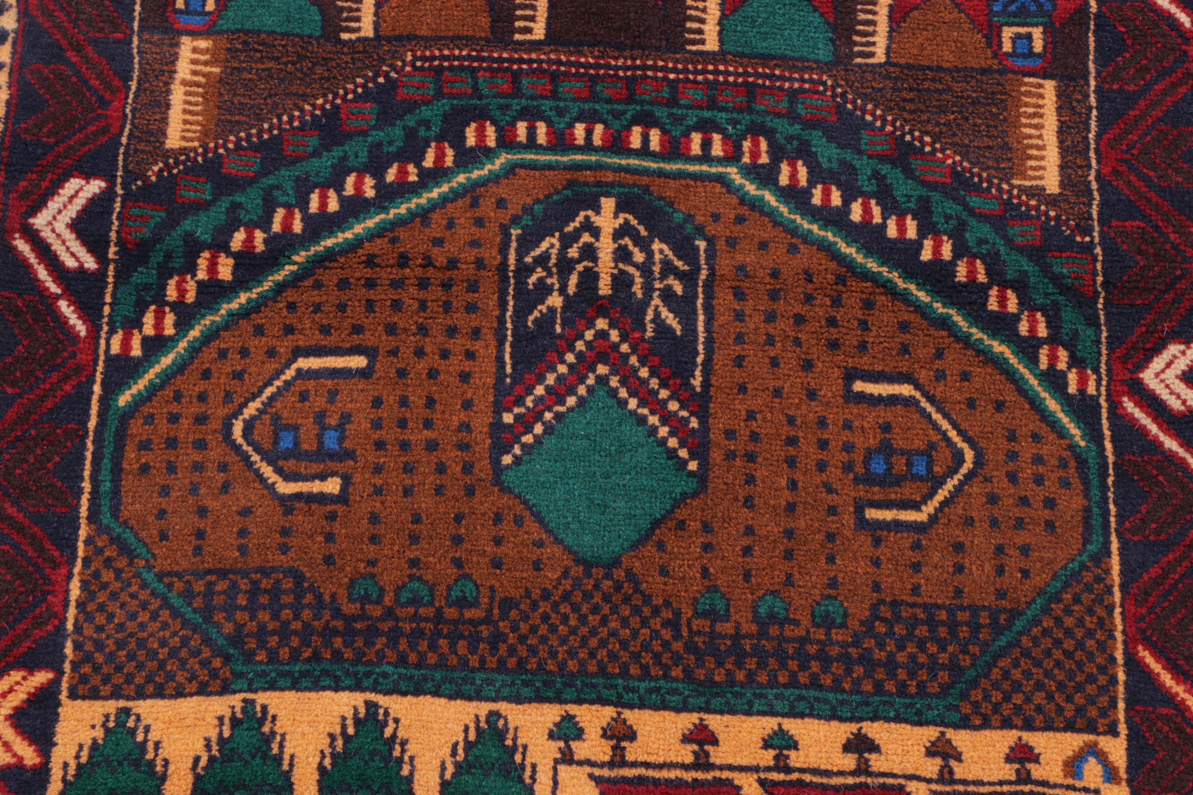 2'10 x 4'7 Hand-Knotted Afghan Pictorial Accent Rug