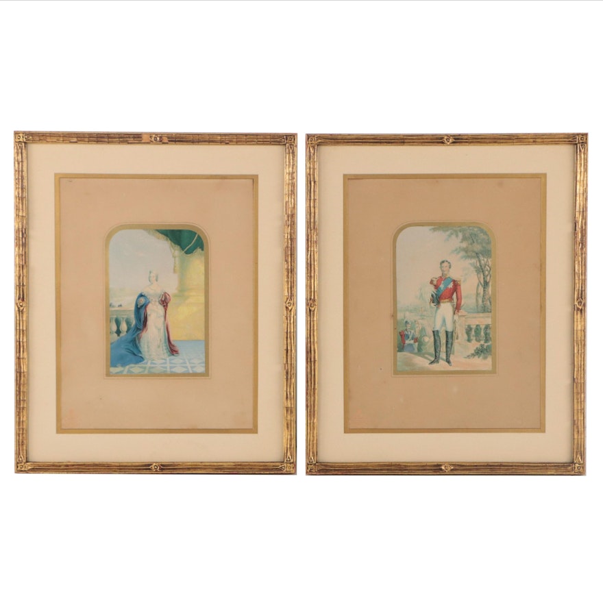 Color Lithographs After George Baxter "Prince Albert," and "Queen Victoria"