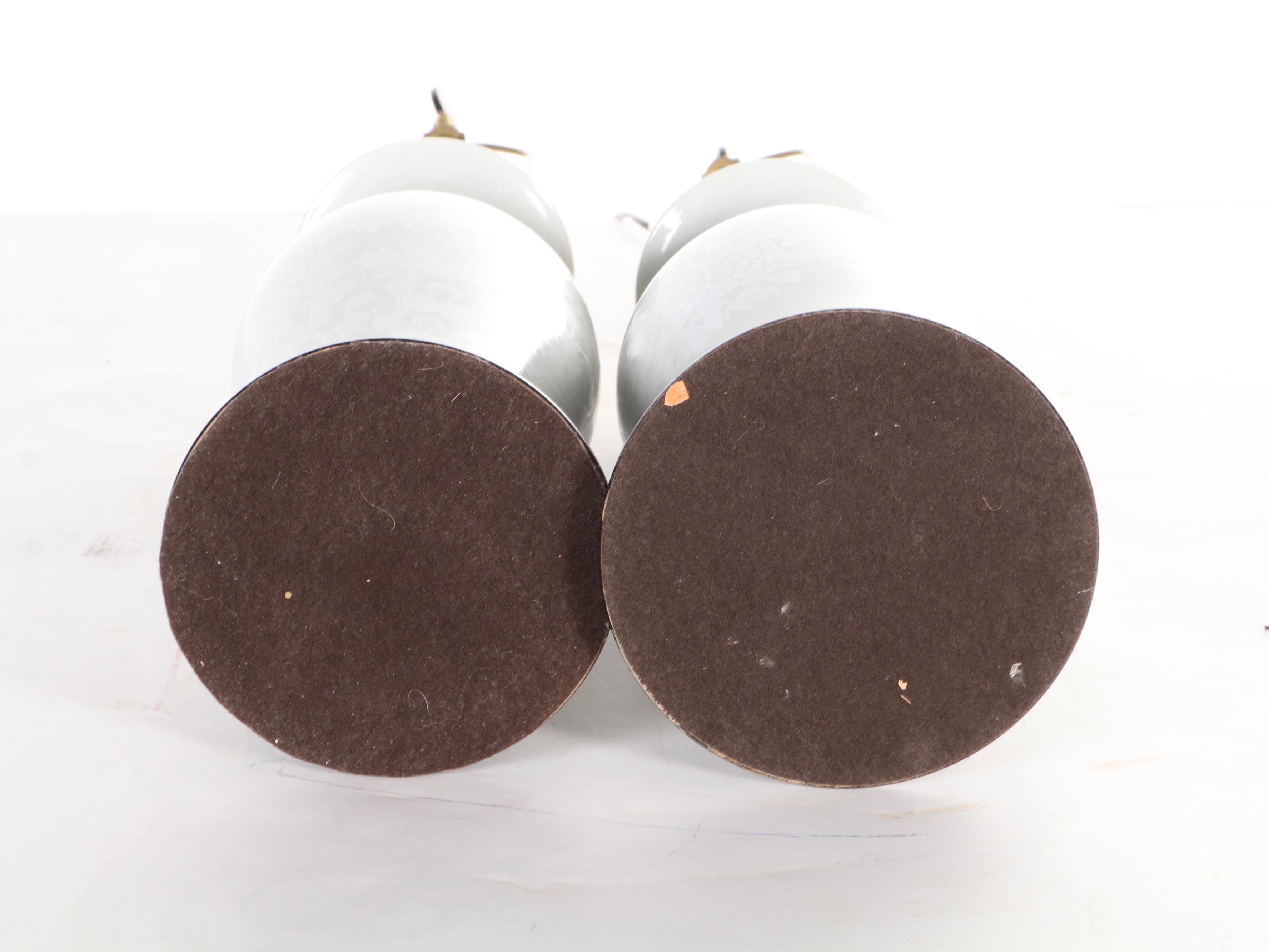 Chinese Blanc de Chine Porcelain Phoenix Tail Vase Lamps