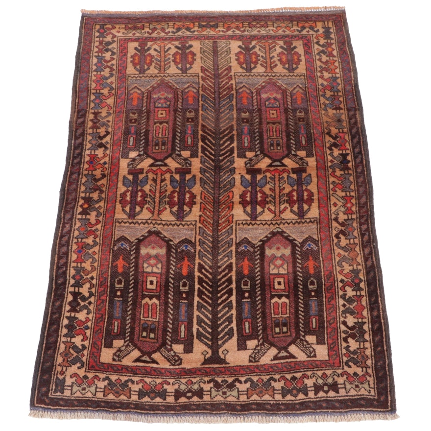 2'11 x 4'4 Hand-Knotted Afghan Baluch Accent Rug